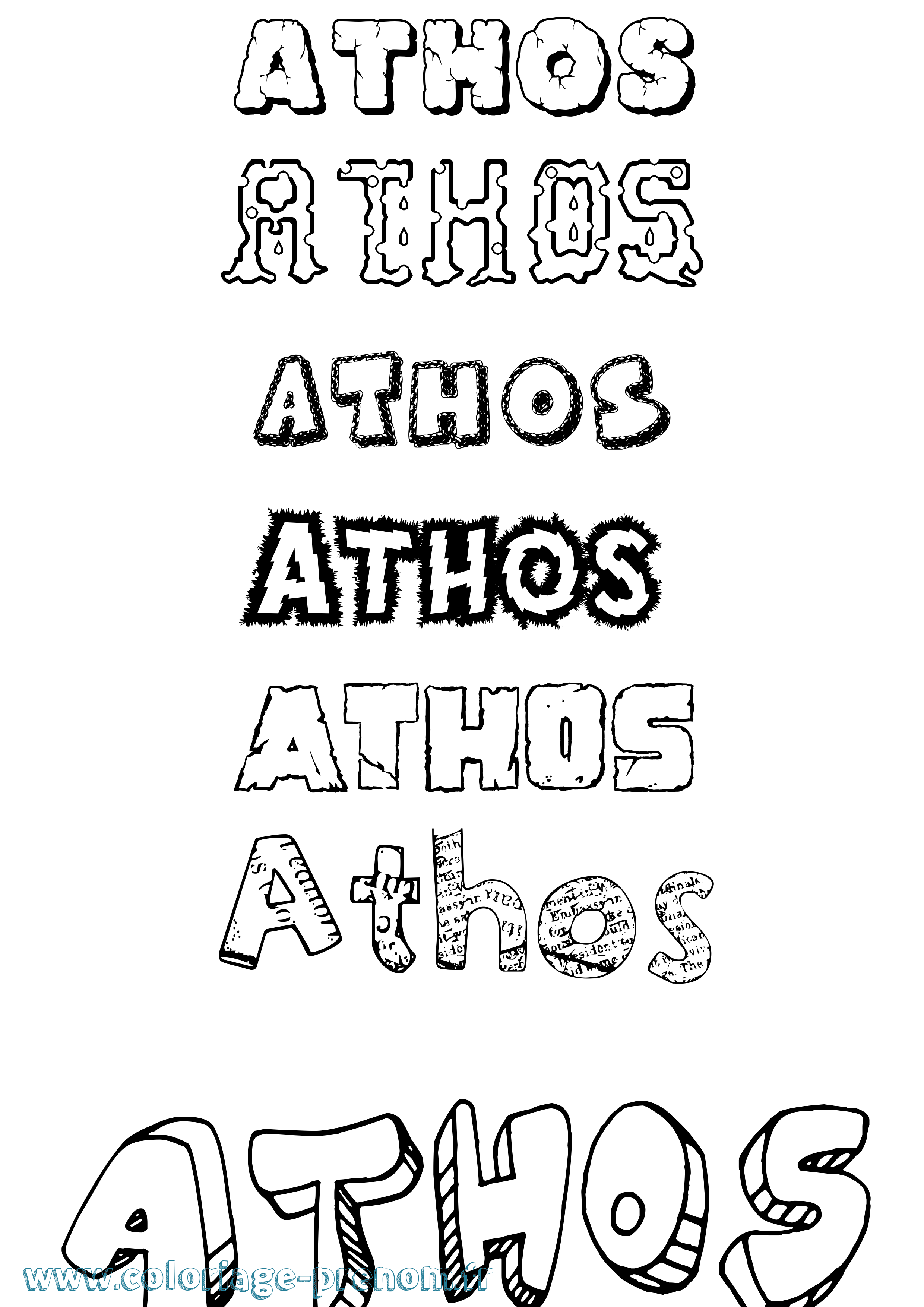 Coloriage prénom Athos Destructuré