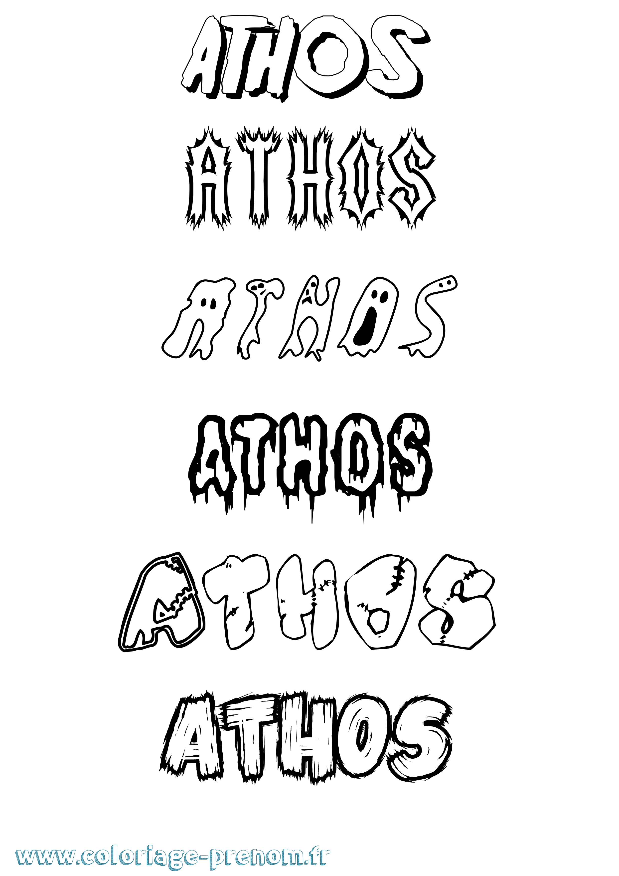 Coloriage prénom Athos Frisson