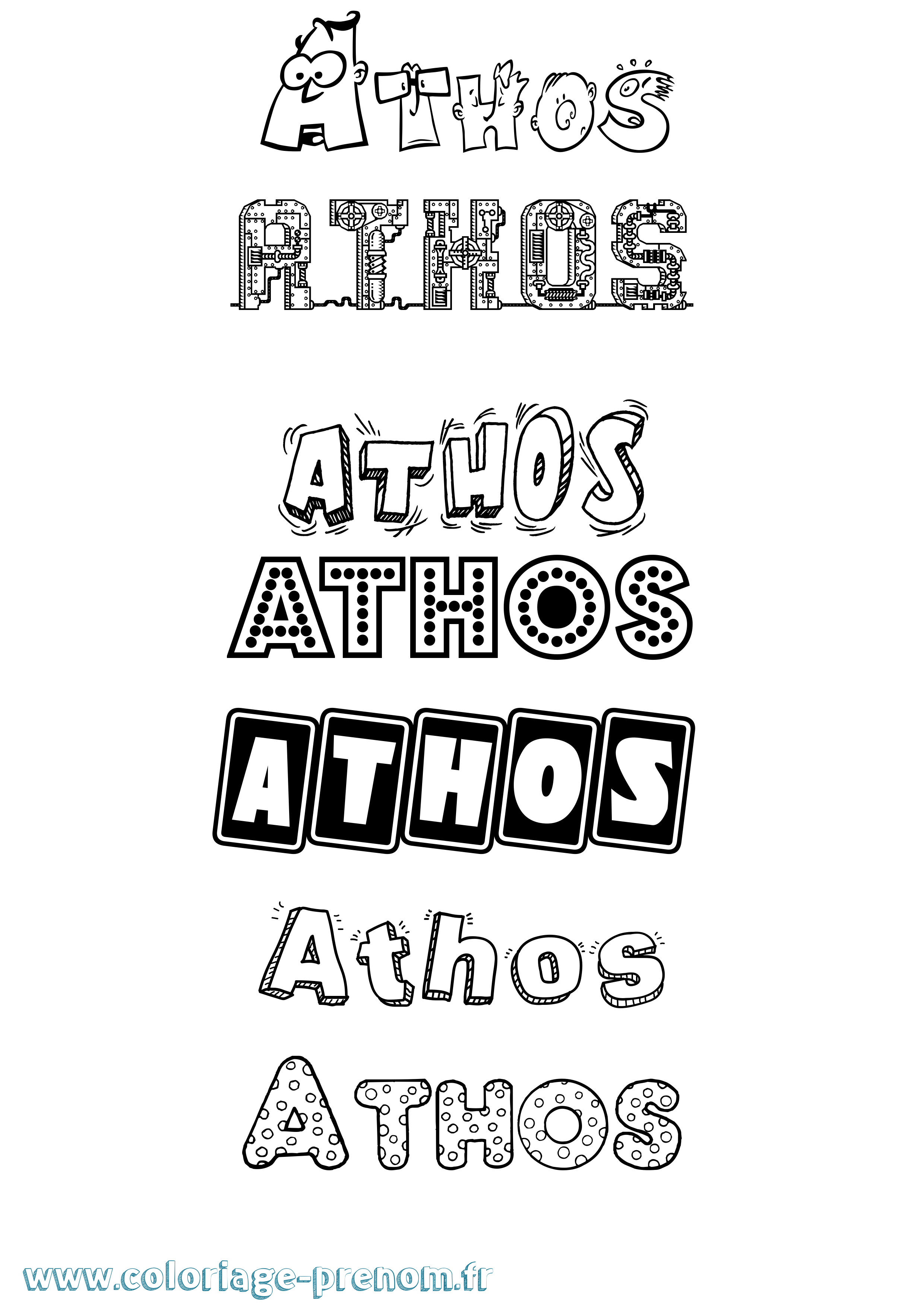 Coloriage prénom Athos Fun