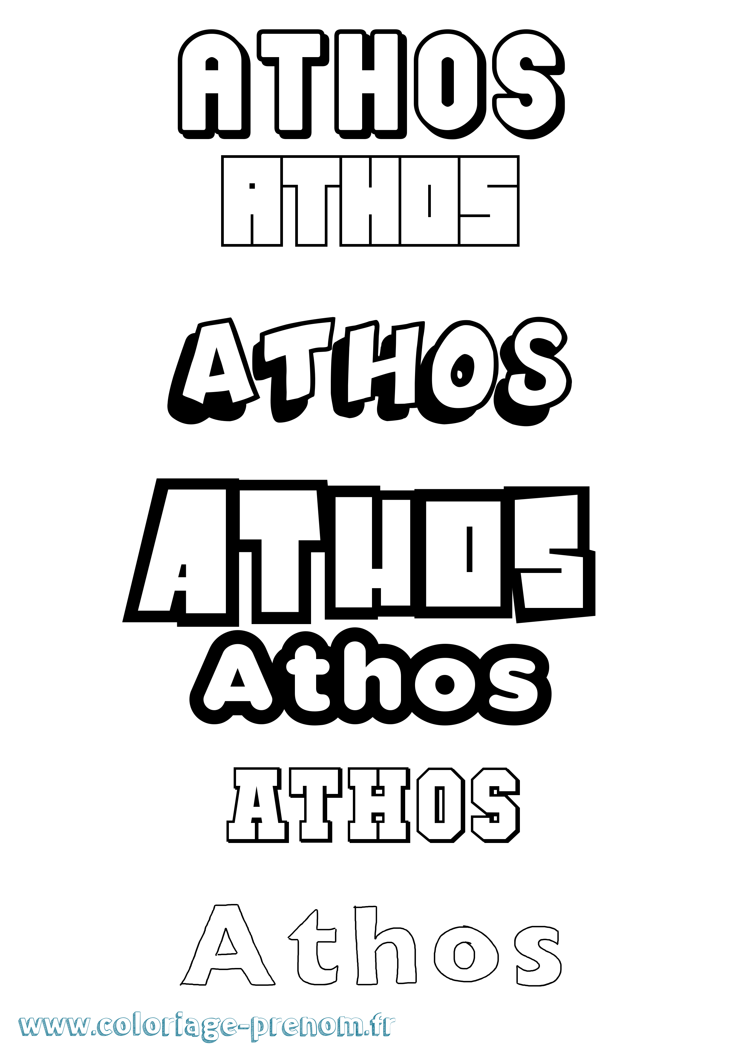 Coloriage prénom Athos Simple