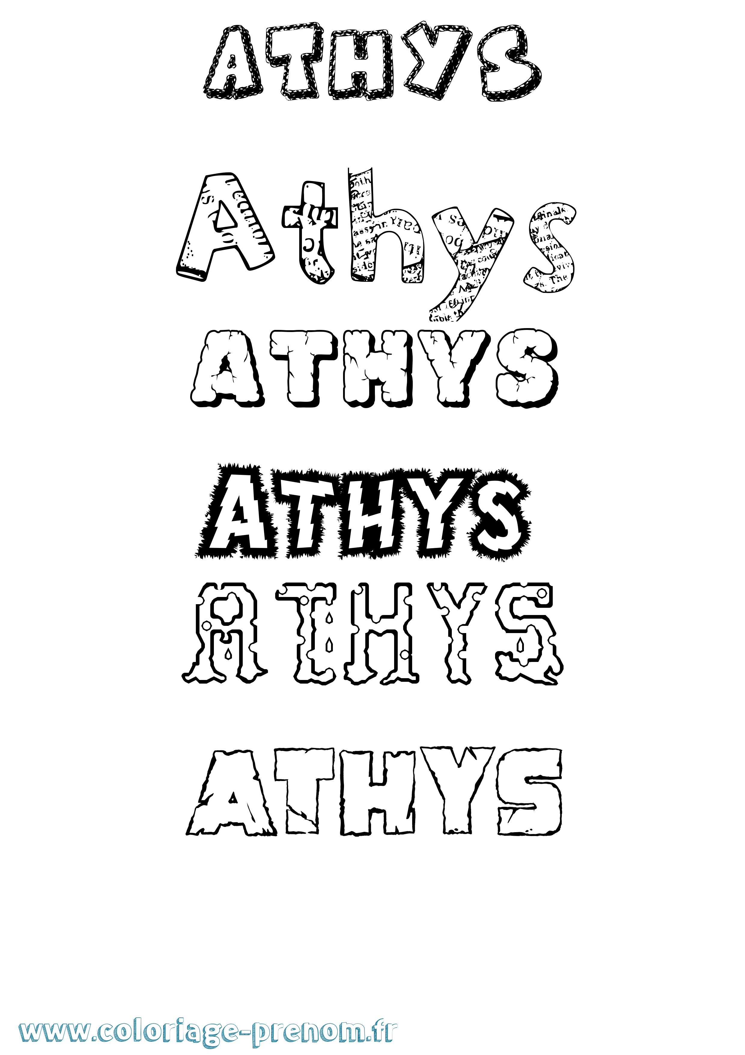 Coloriage prénom Athys Destructuré