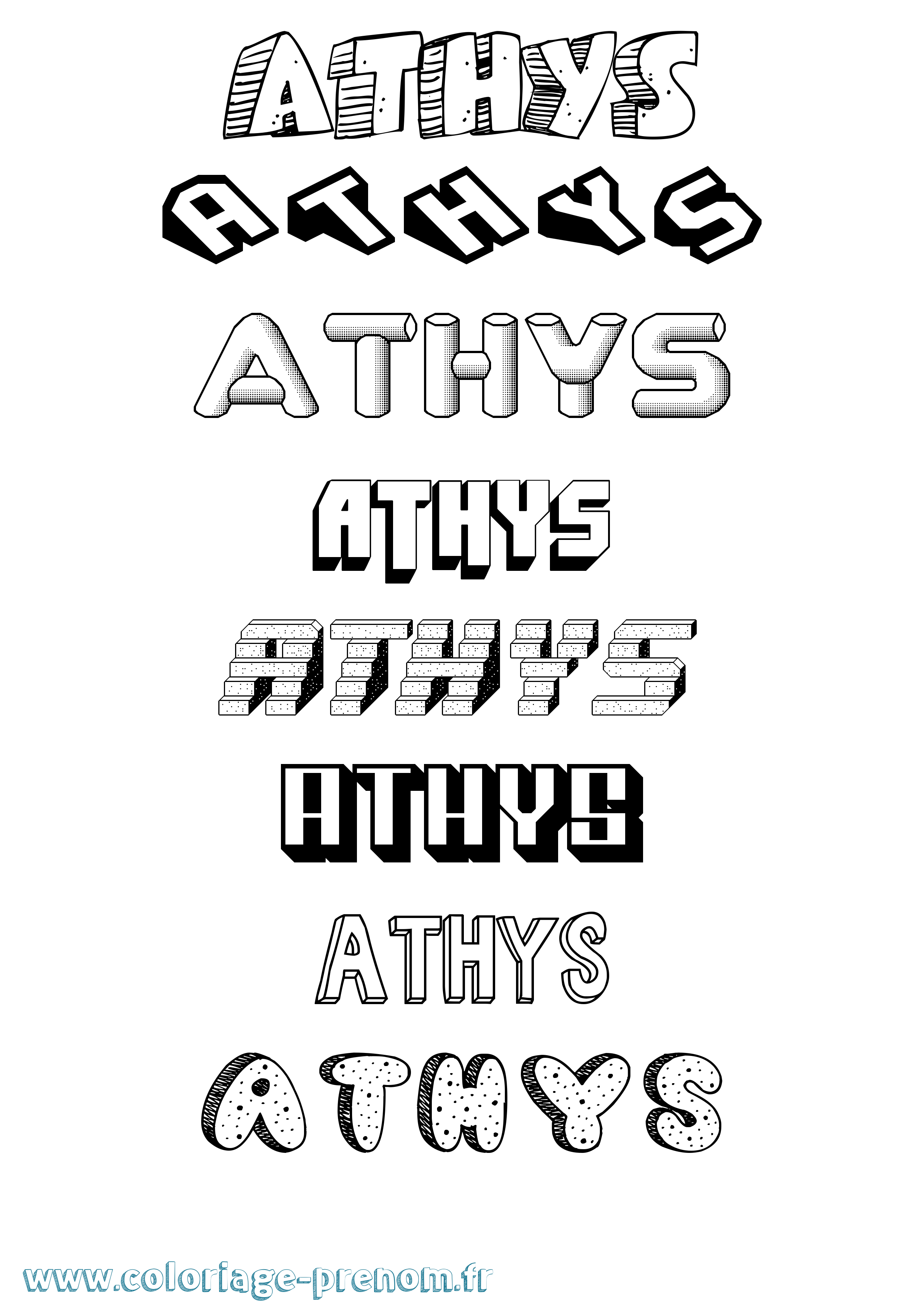 Coloriage prénom Athys Effet 3D