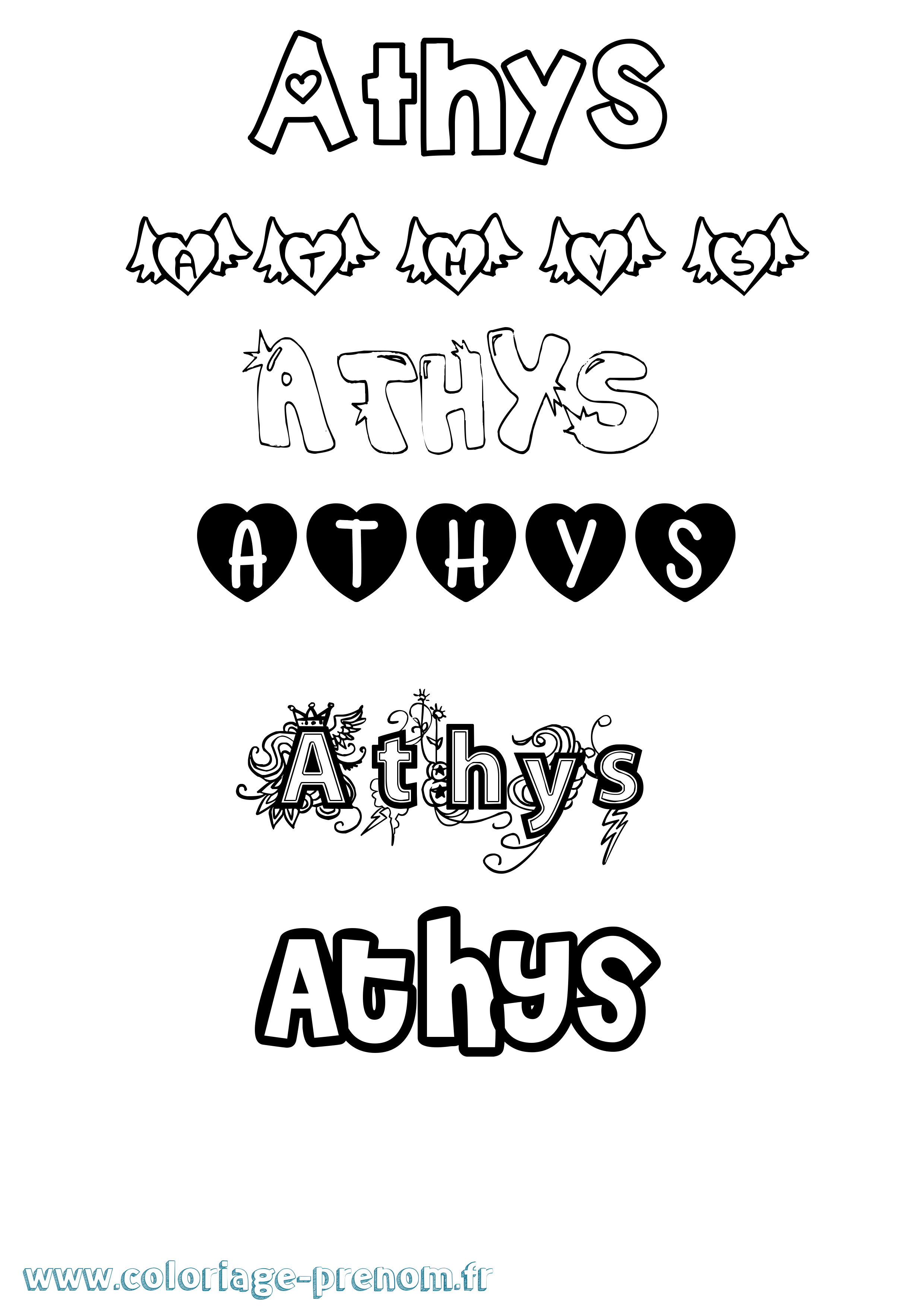 Coloriage prénom Athys Girly