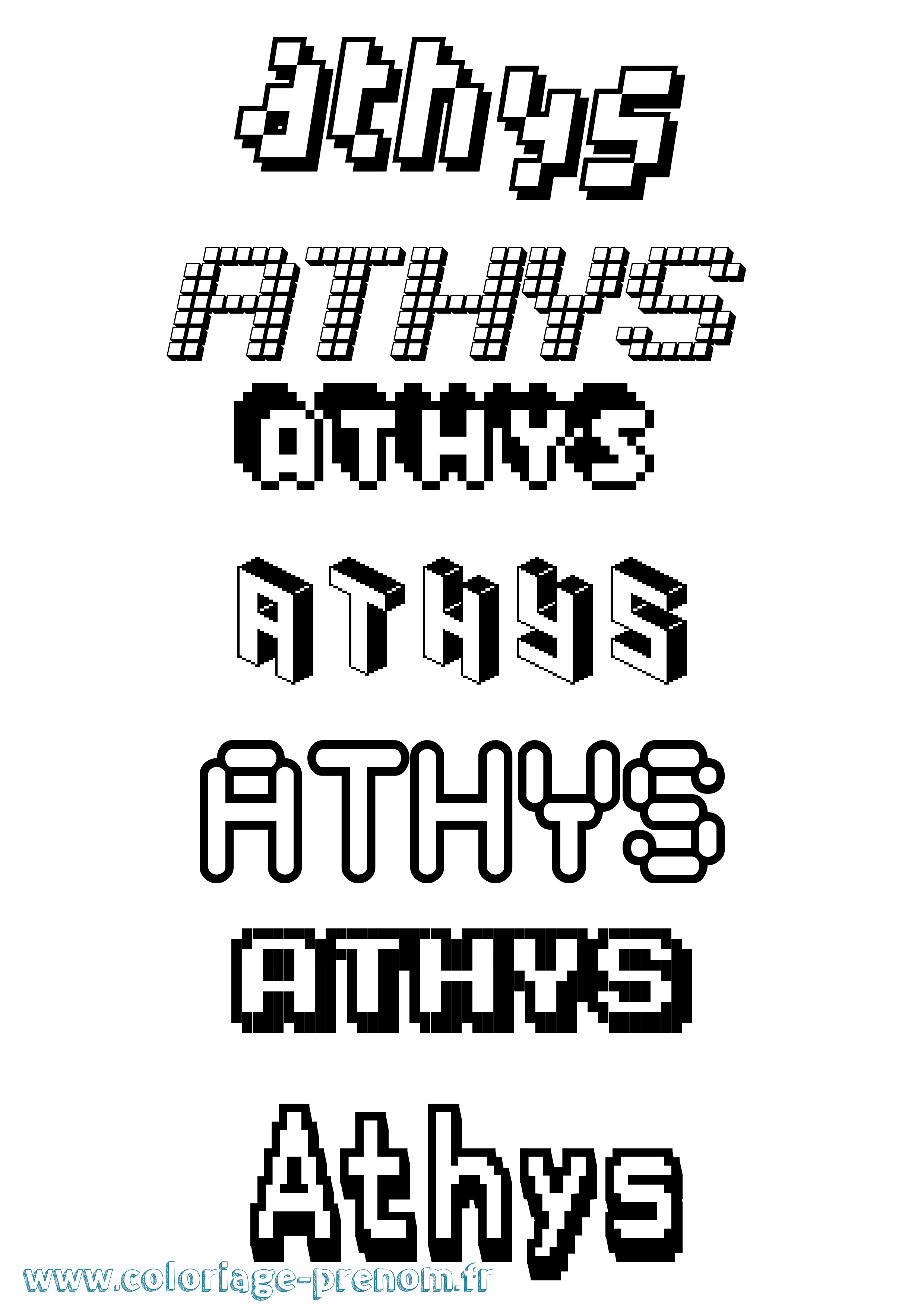 Coloriage prénom Athys Pixel