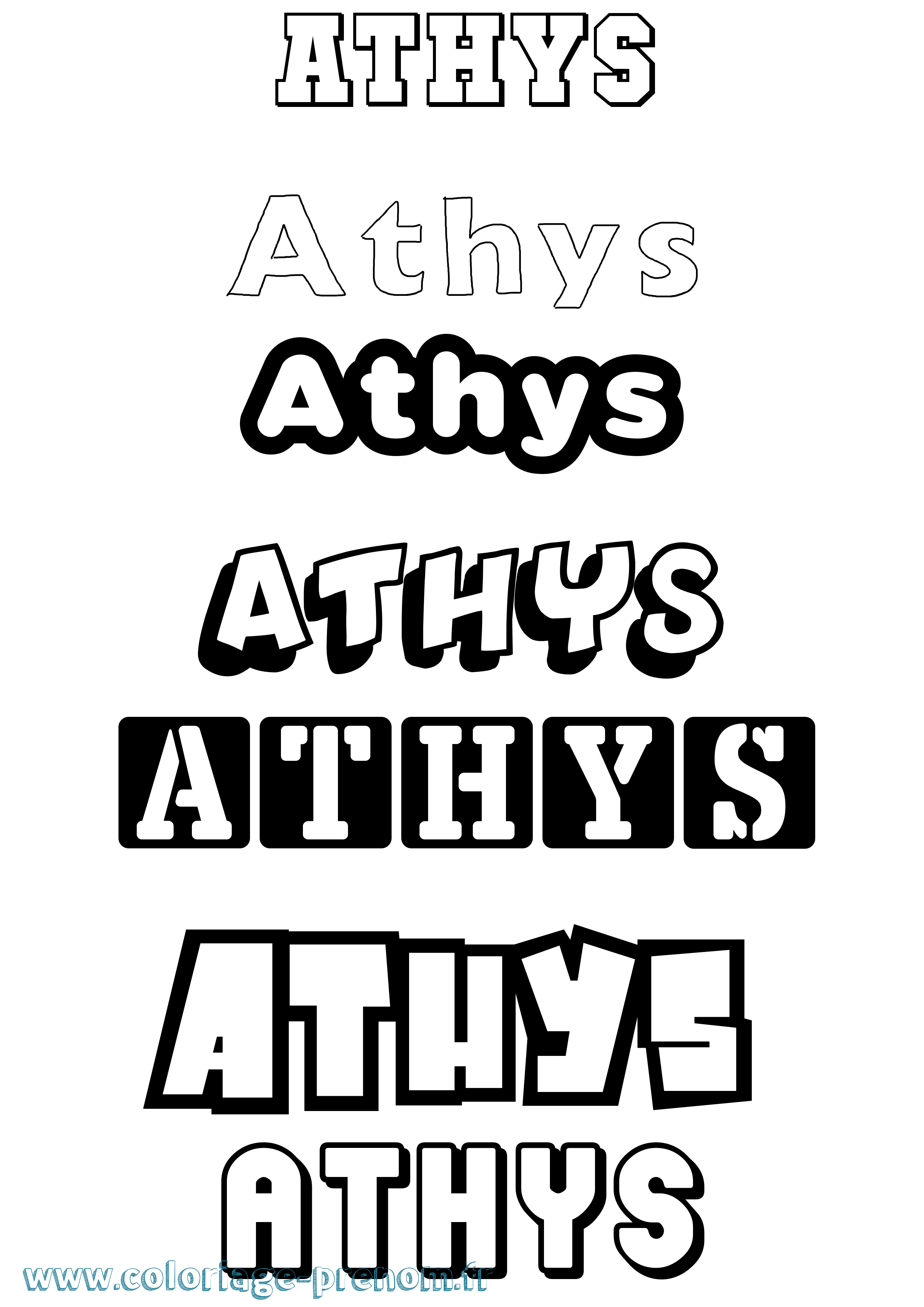 Coloriage prénom Athys Simple
