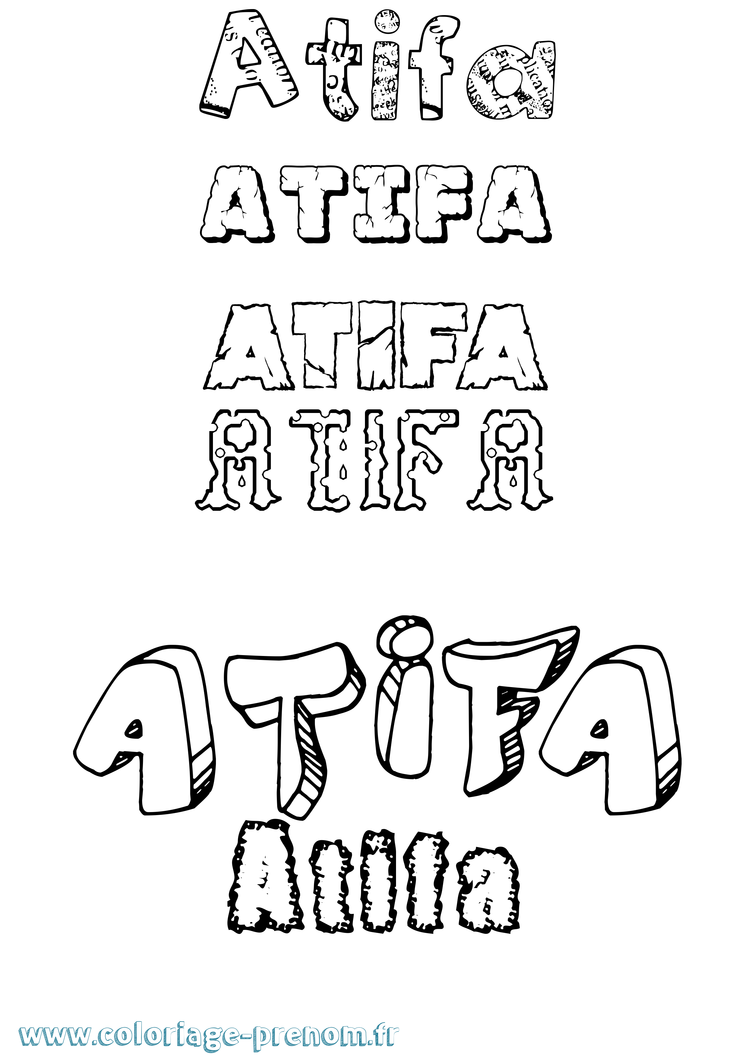 Coloriage prénom Atifa Destructuré