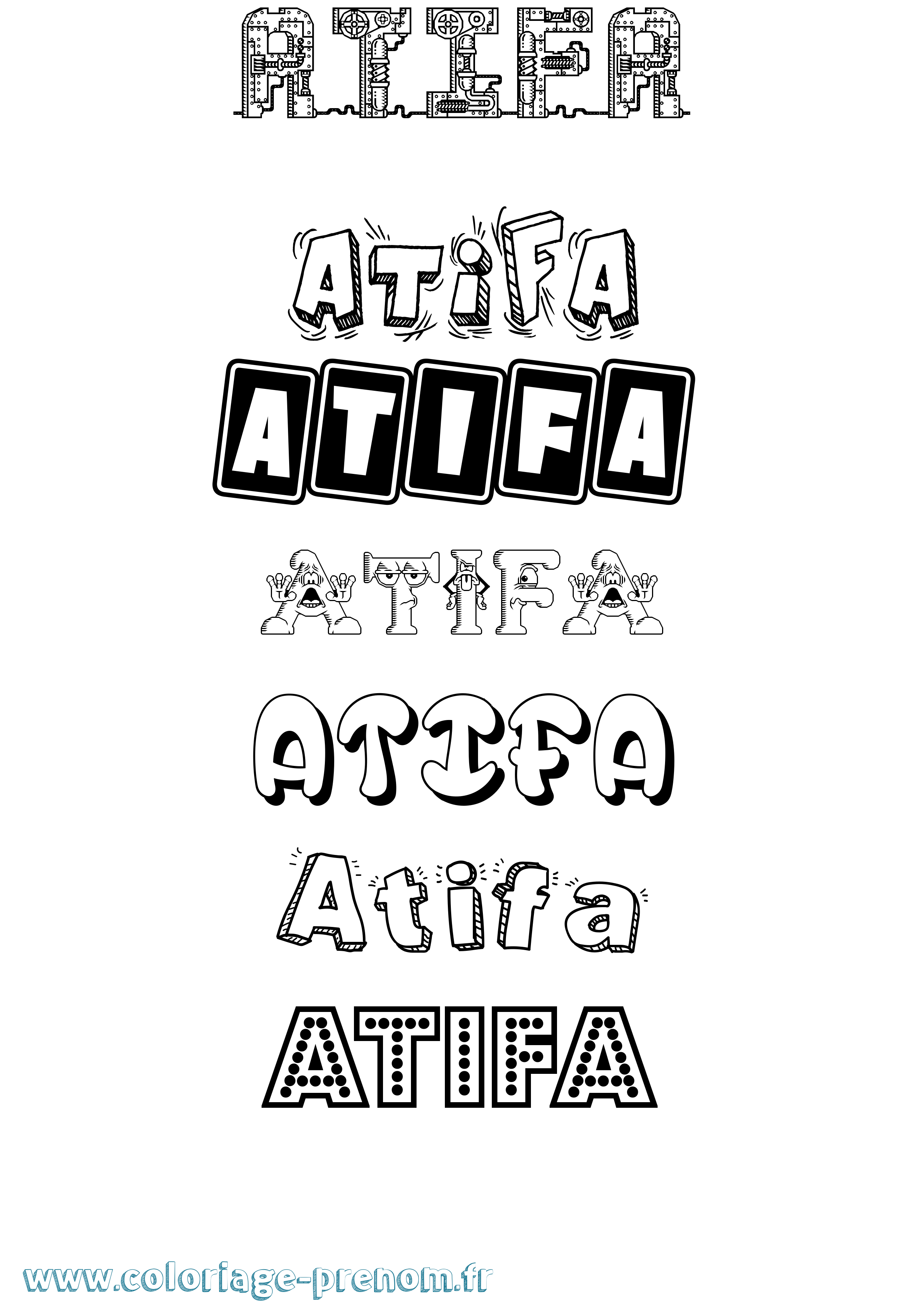 Coloriage prénom Atifa Fun