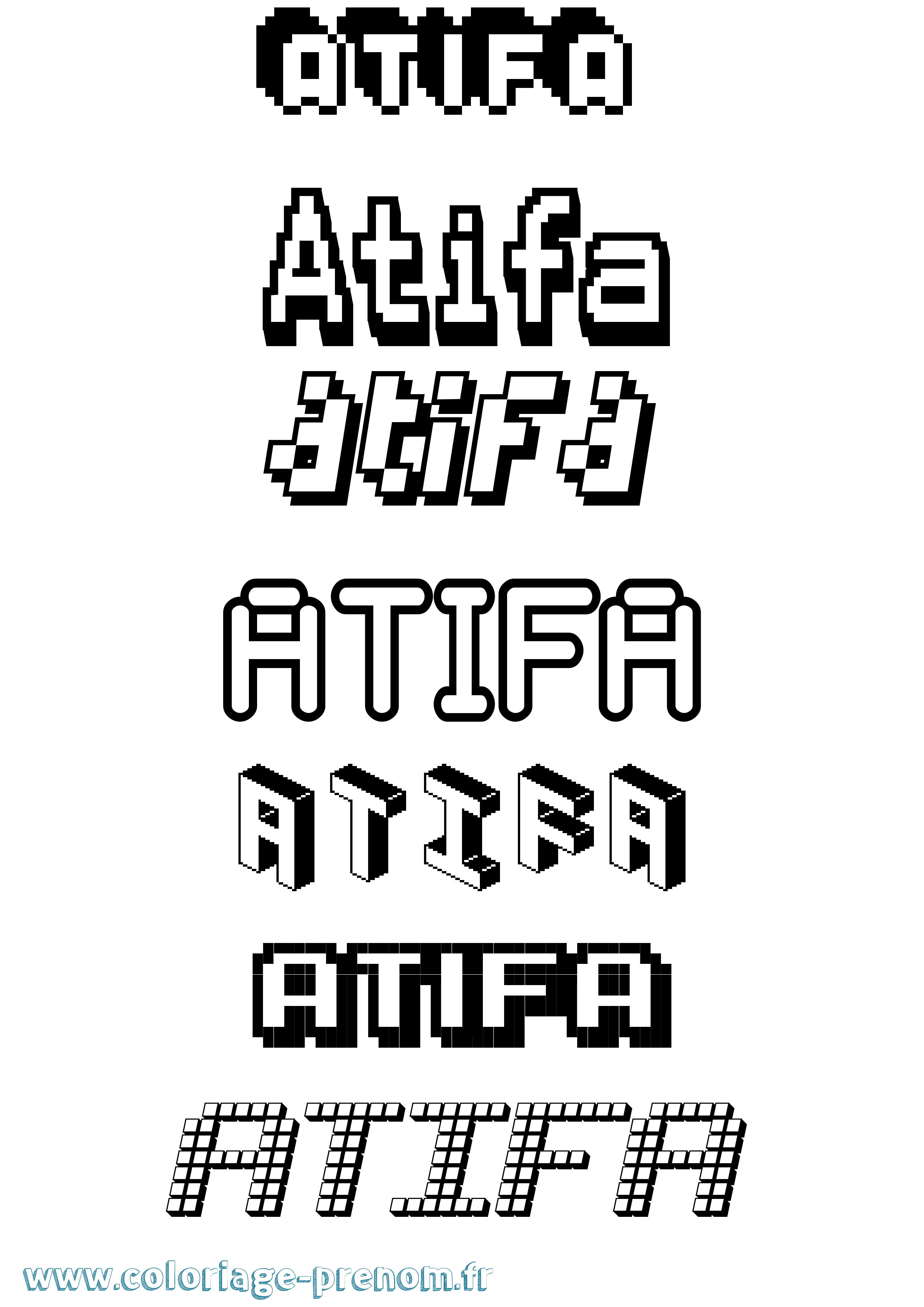 Coloriage prénom Atifa Pixel