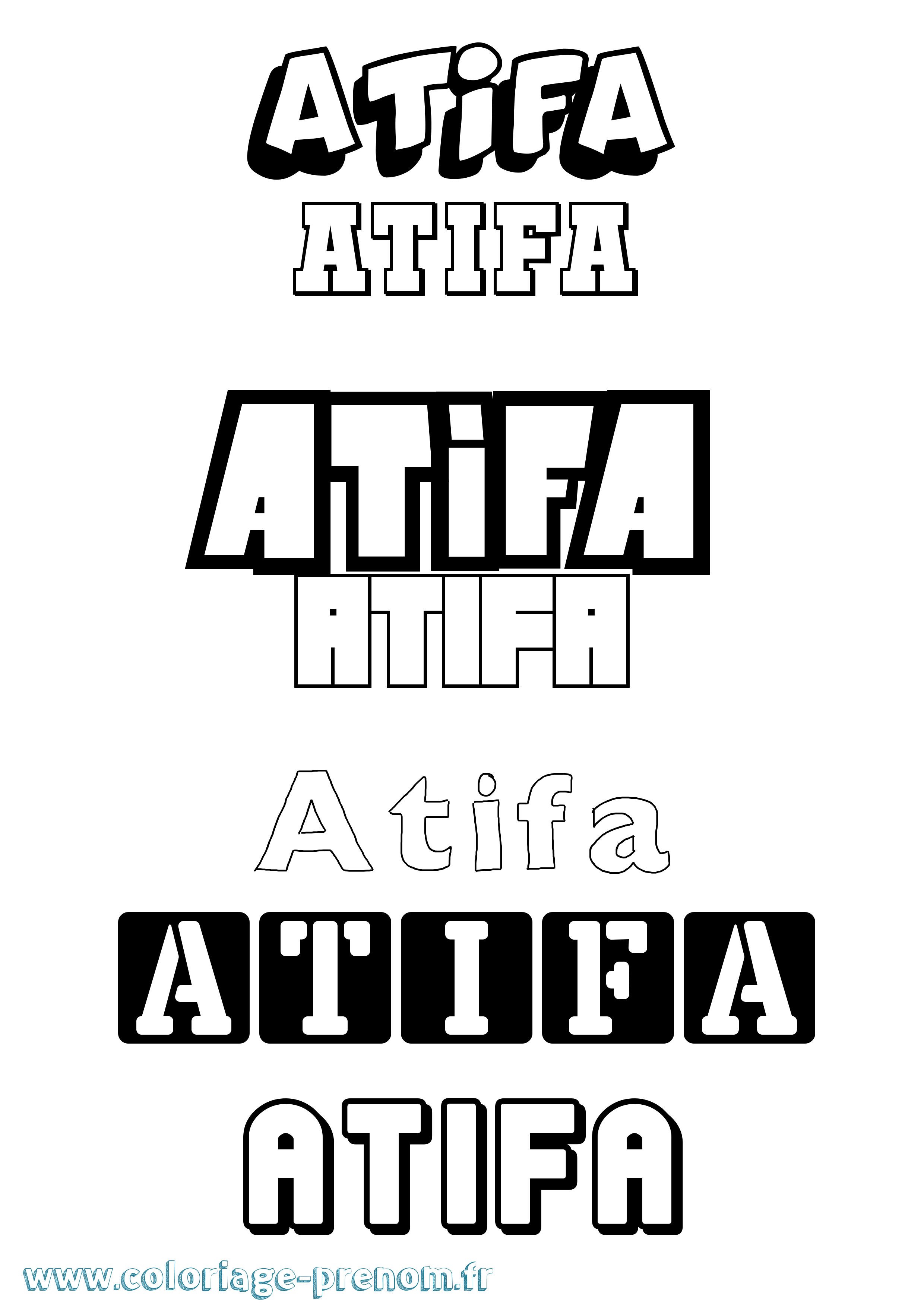 Coloriage prénom Atifa Simple