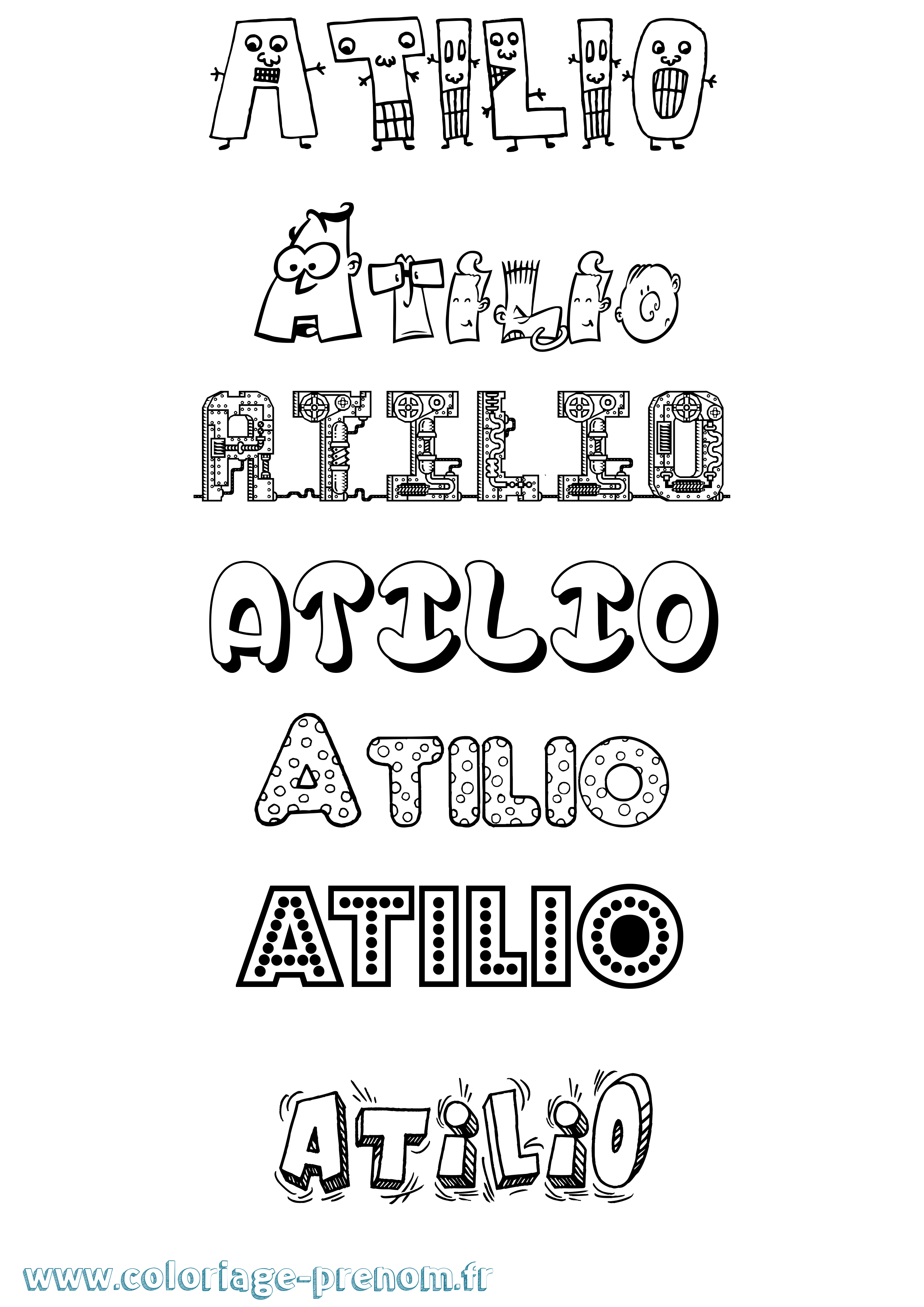 Coloriage prénom Atilio Fun