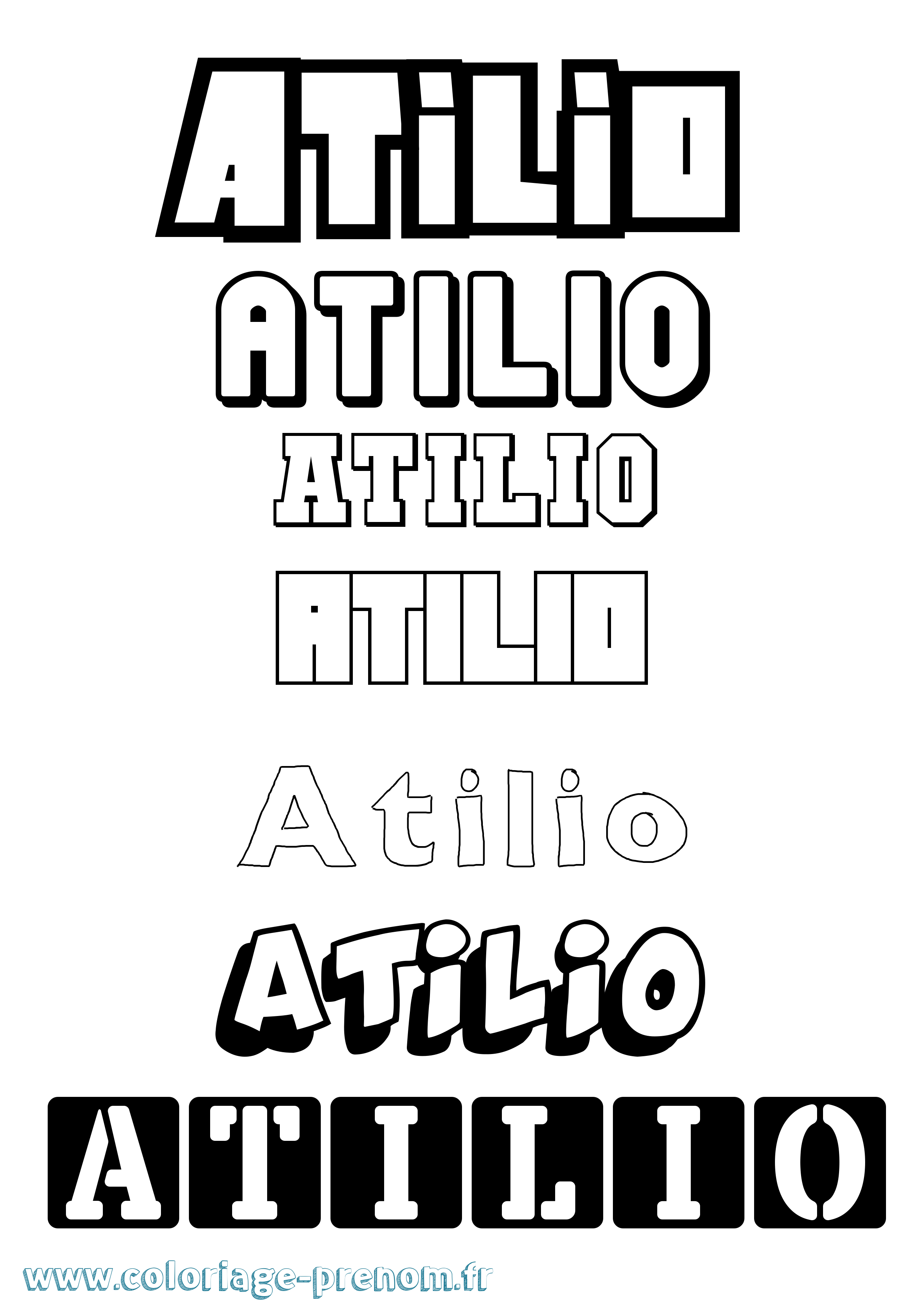 Coloriage prénom Atilio Simple