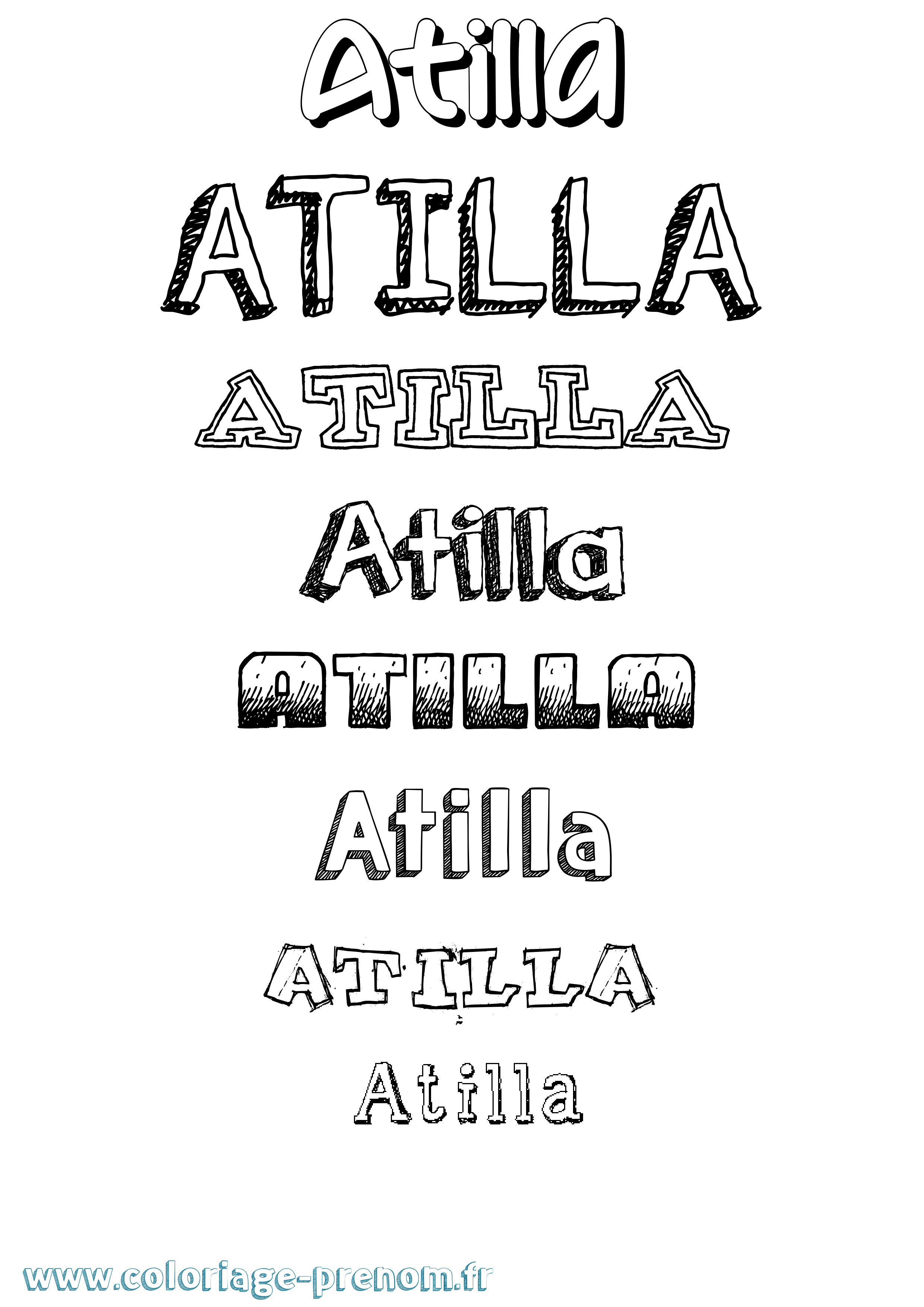 Coloriage prénom Atilla Dessiné