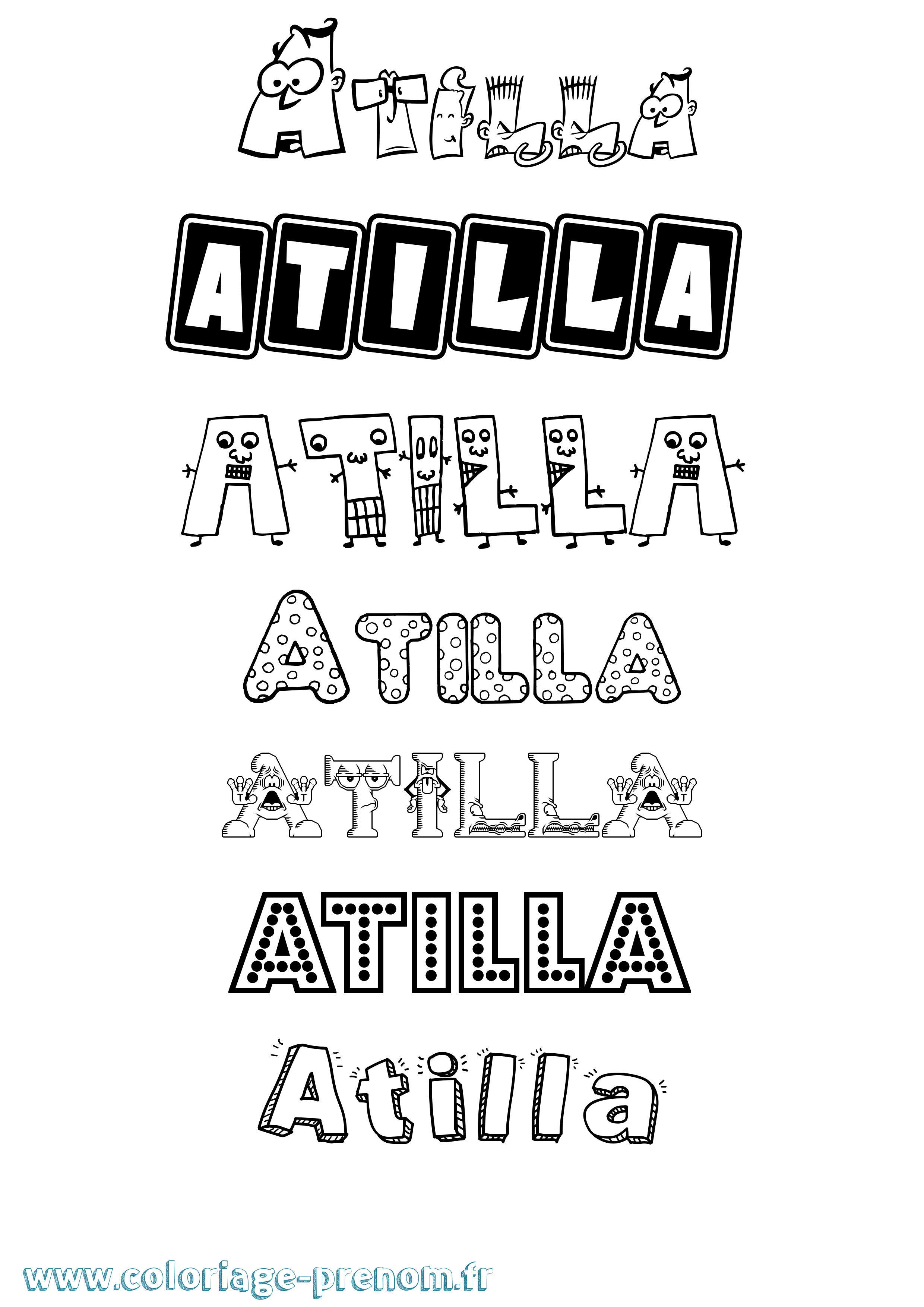 Coloriage prénom Atilla Fun