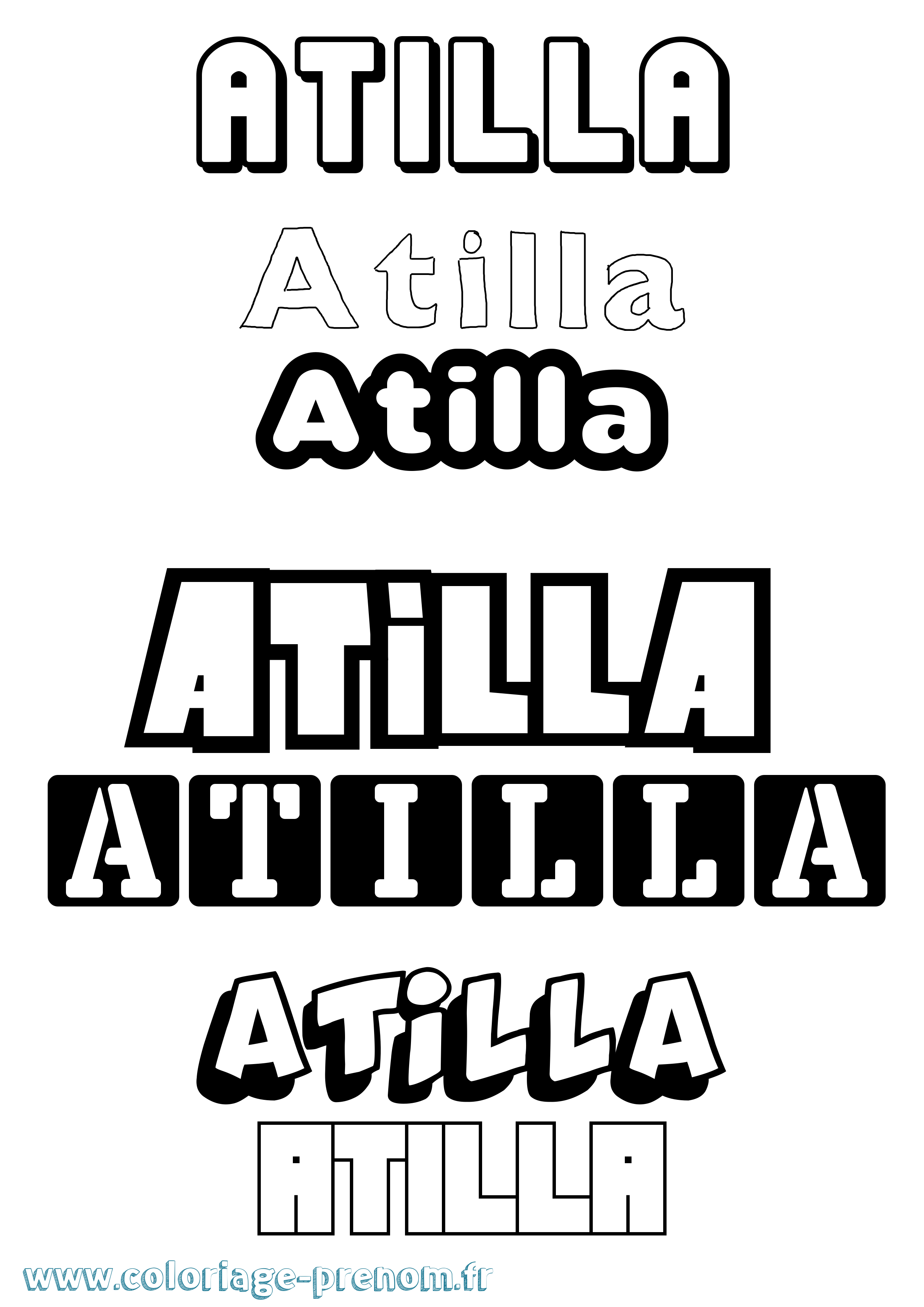 Coloriage prénom Atilla Simple