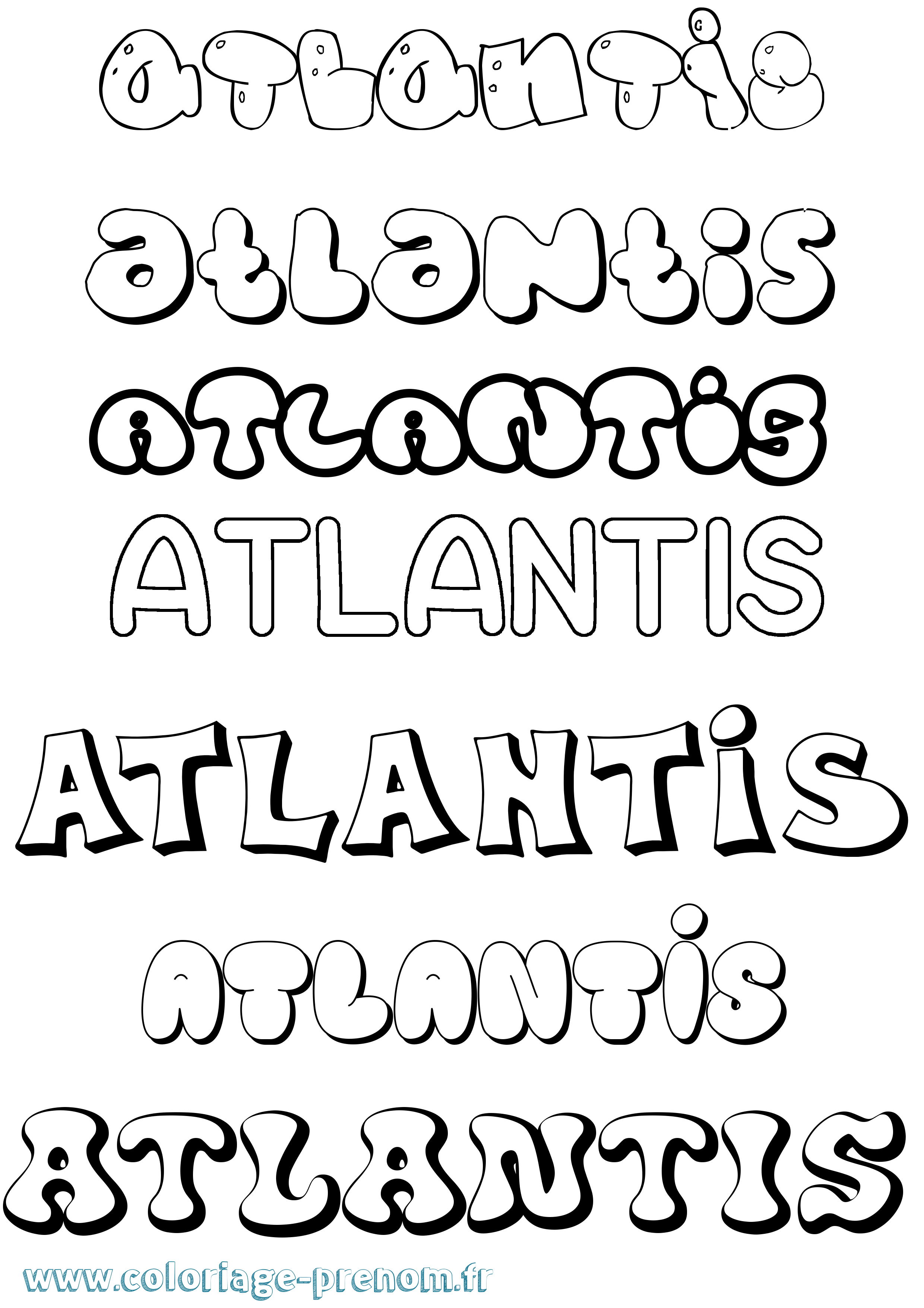 Coloriage prénom Atlantis Bubble