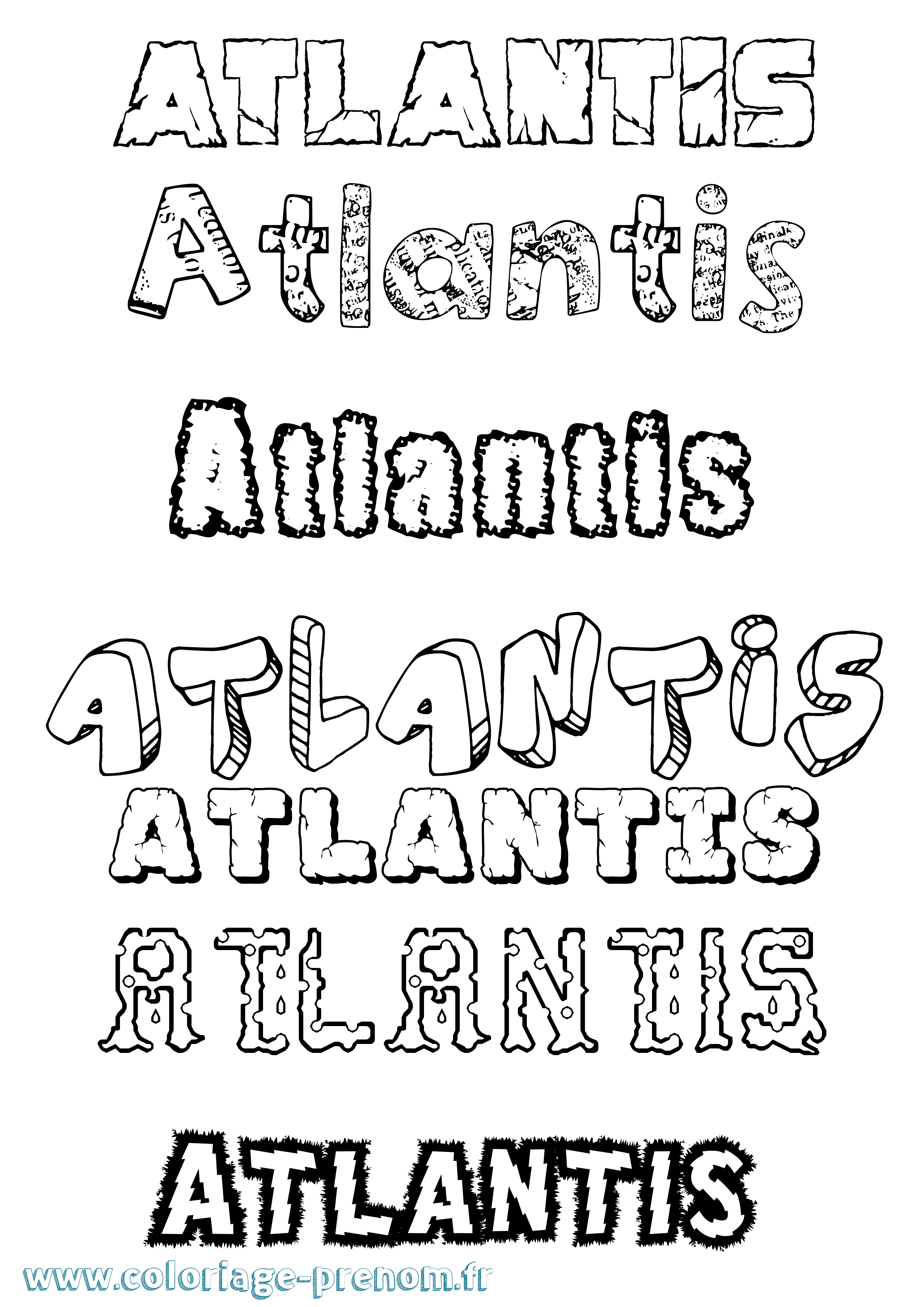 Coloriage prénom Atlantis Destructuré