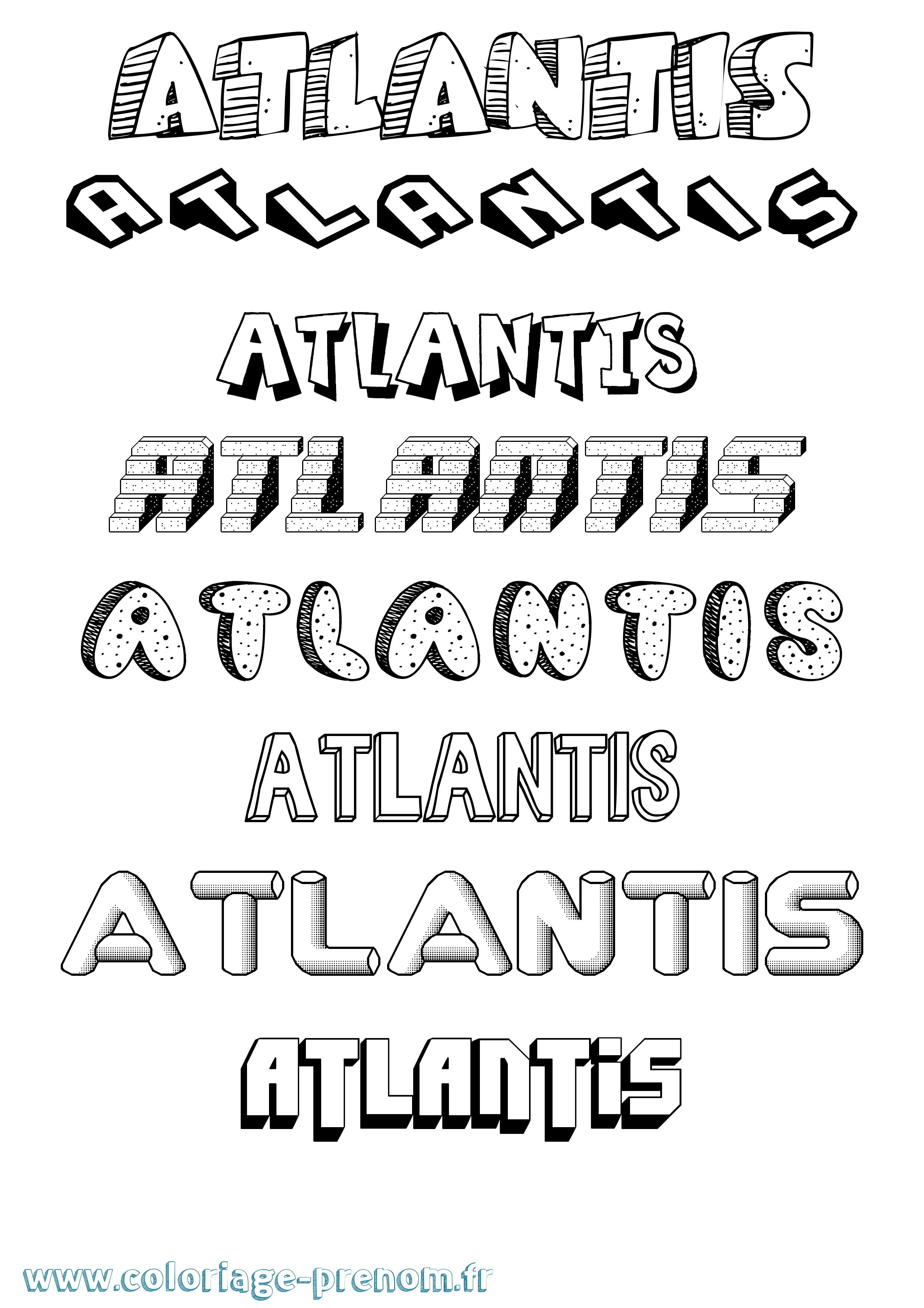 Coloriage prénom Atlantis Effet 3D