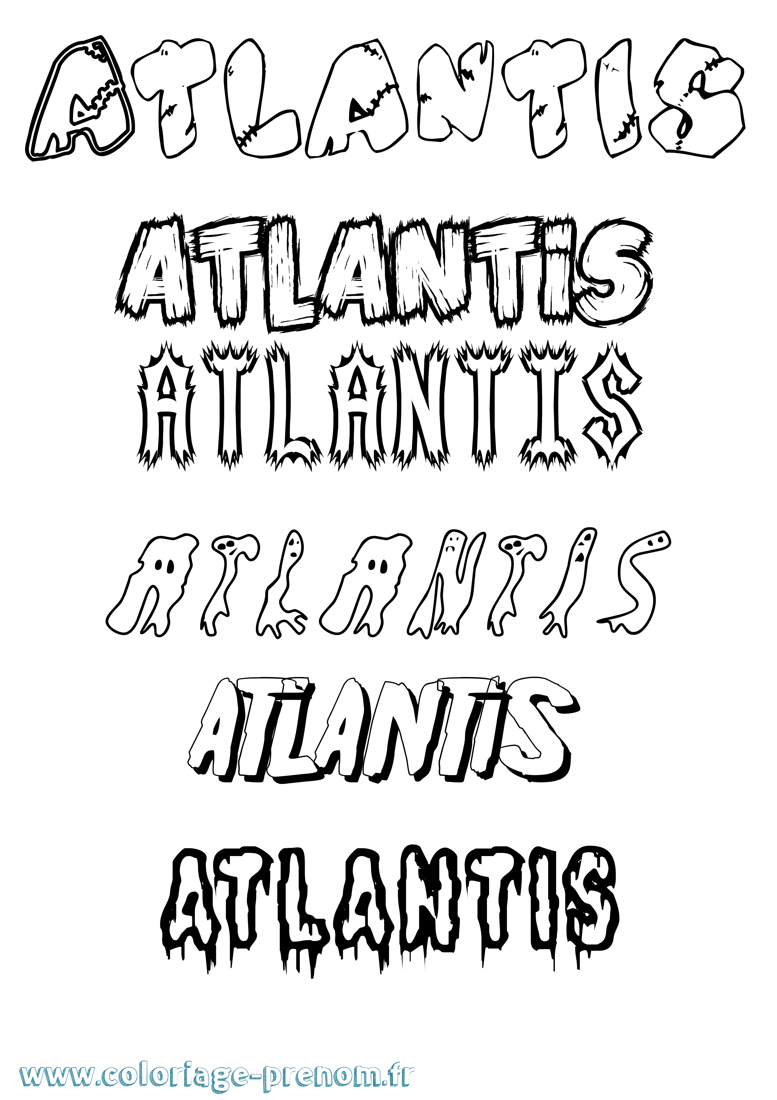 Coloriage prénom Atlantis Frisson