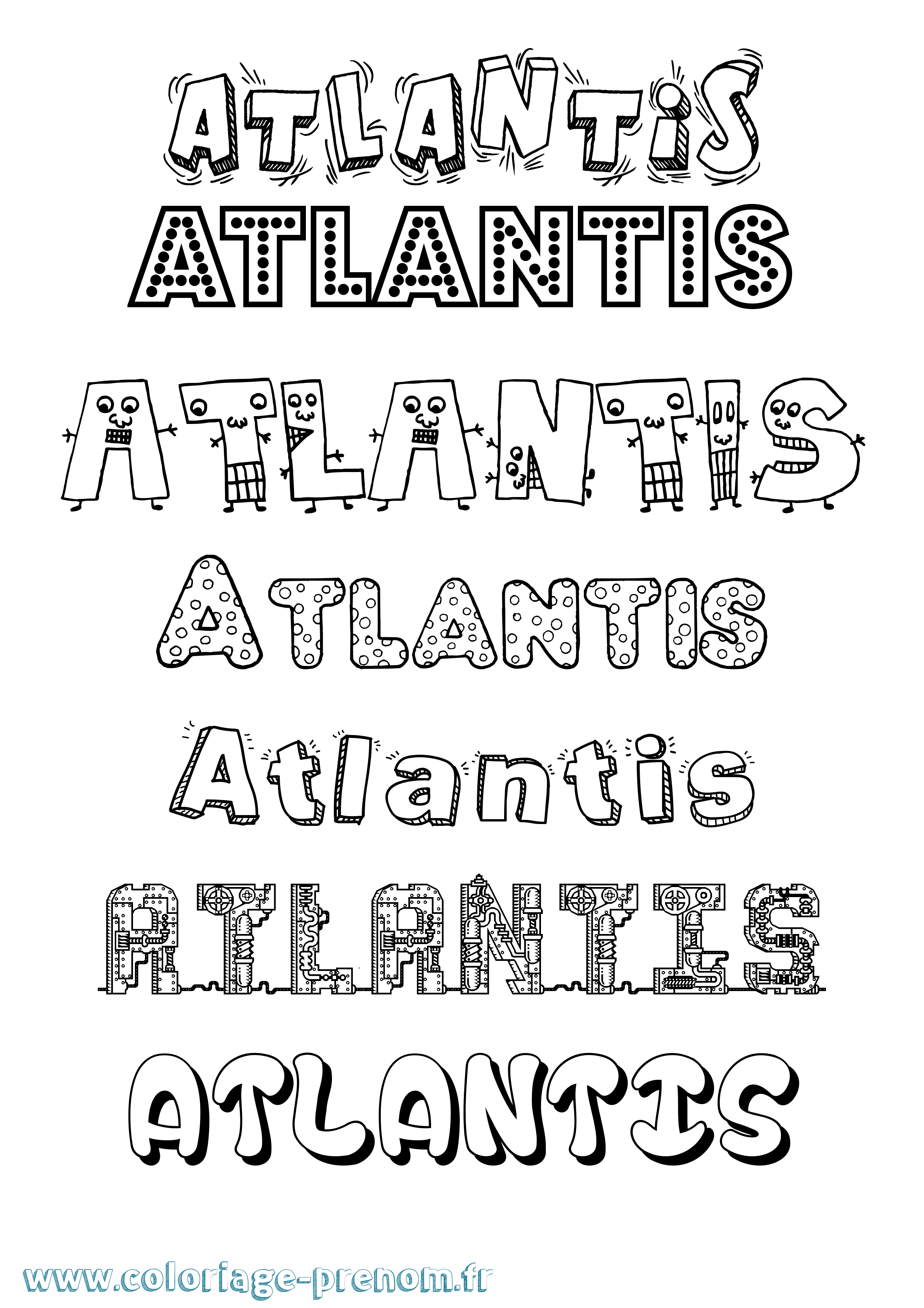 Coloriage prénom Atlantis Fun