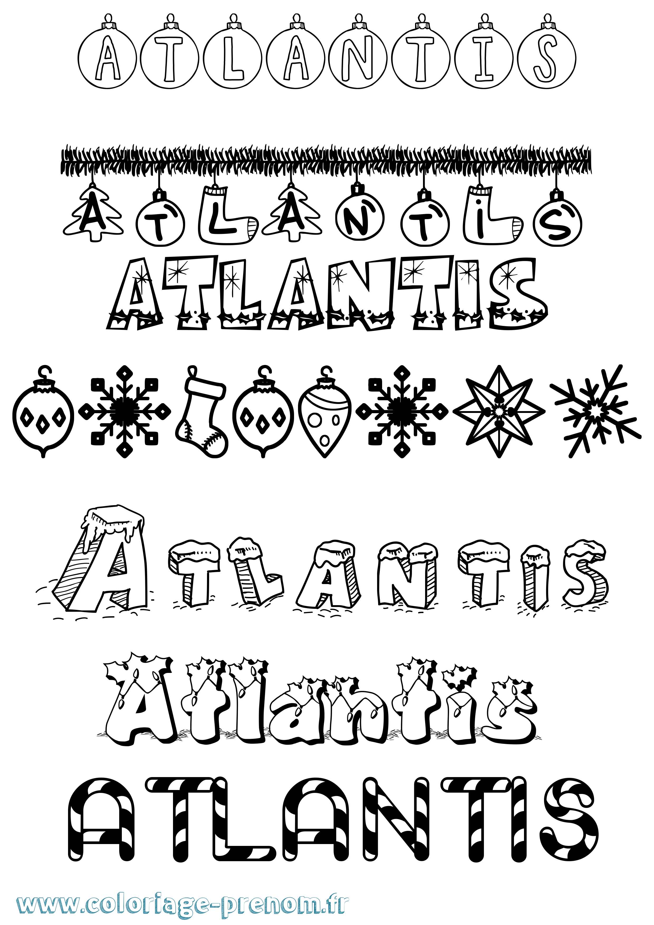 Coloriage prénom Atlantis Noël