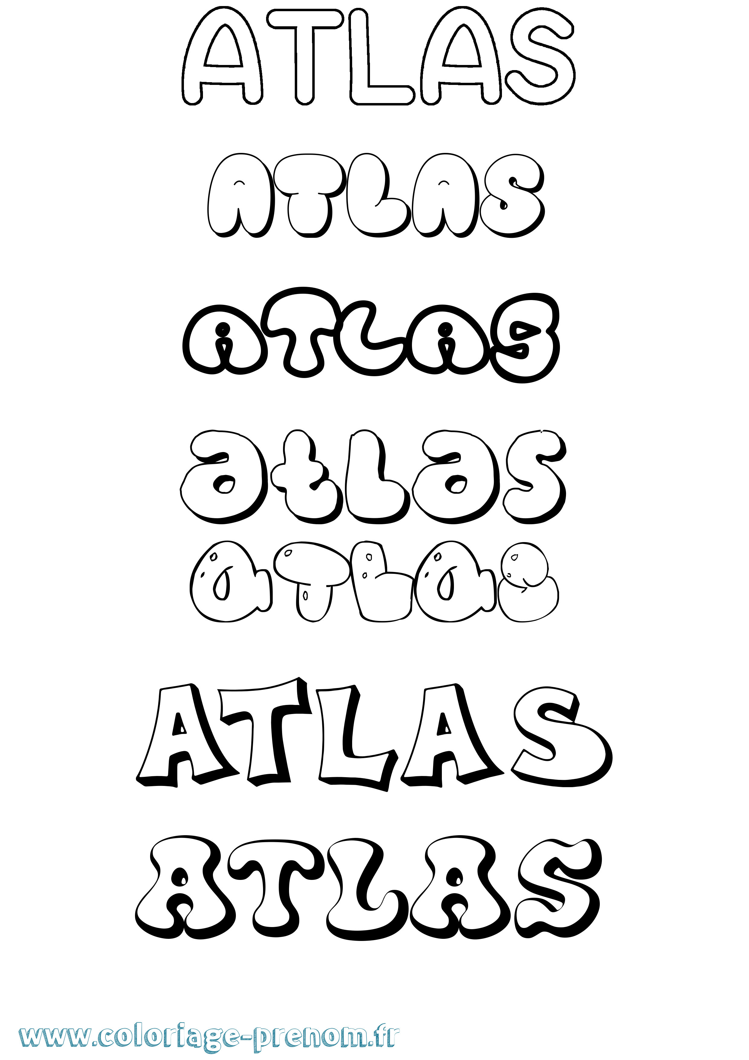 Coloriage prénom Atlas Bubble
