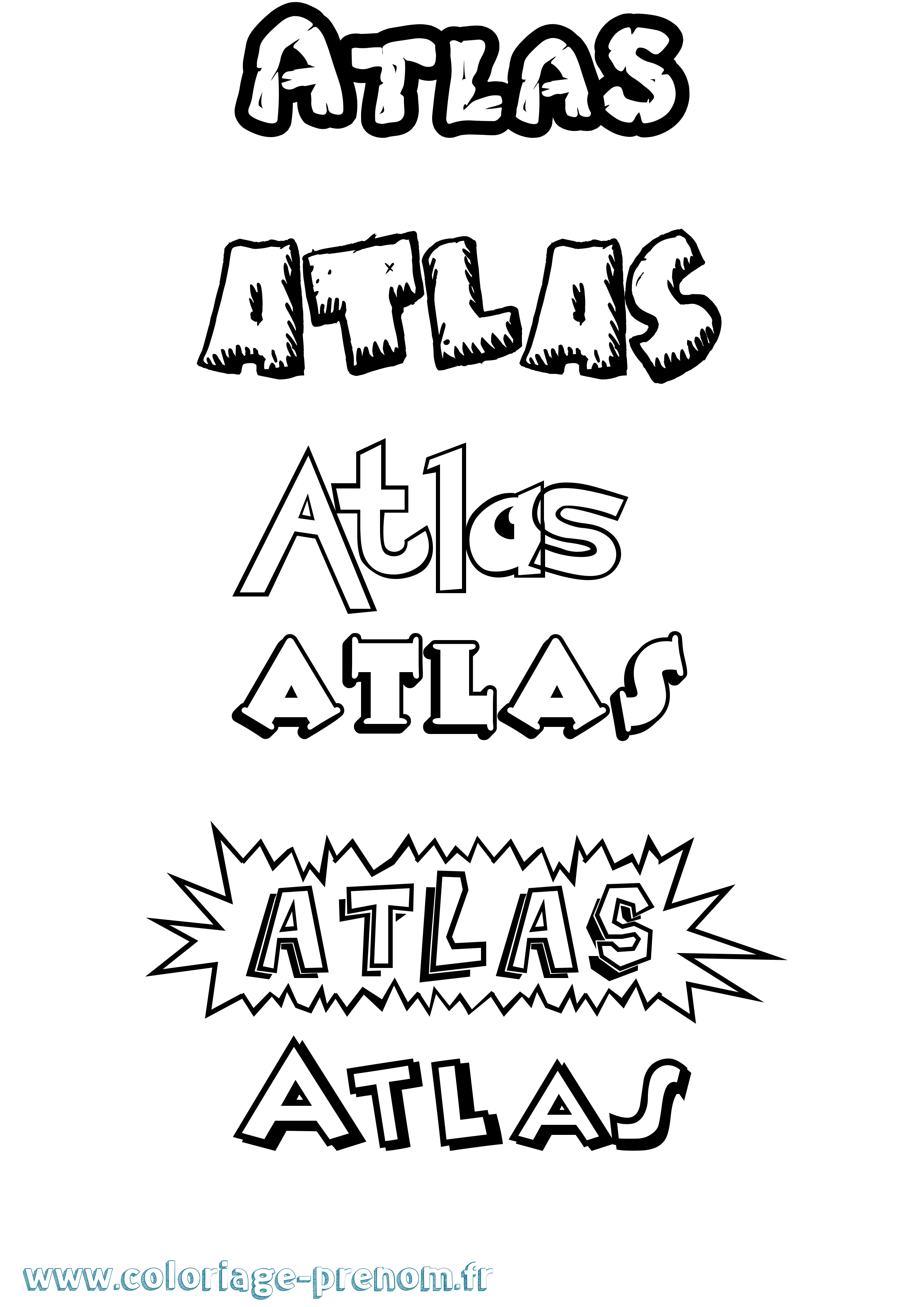 Coloriage prénom Atlas Dessin Animé
