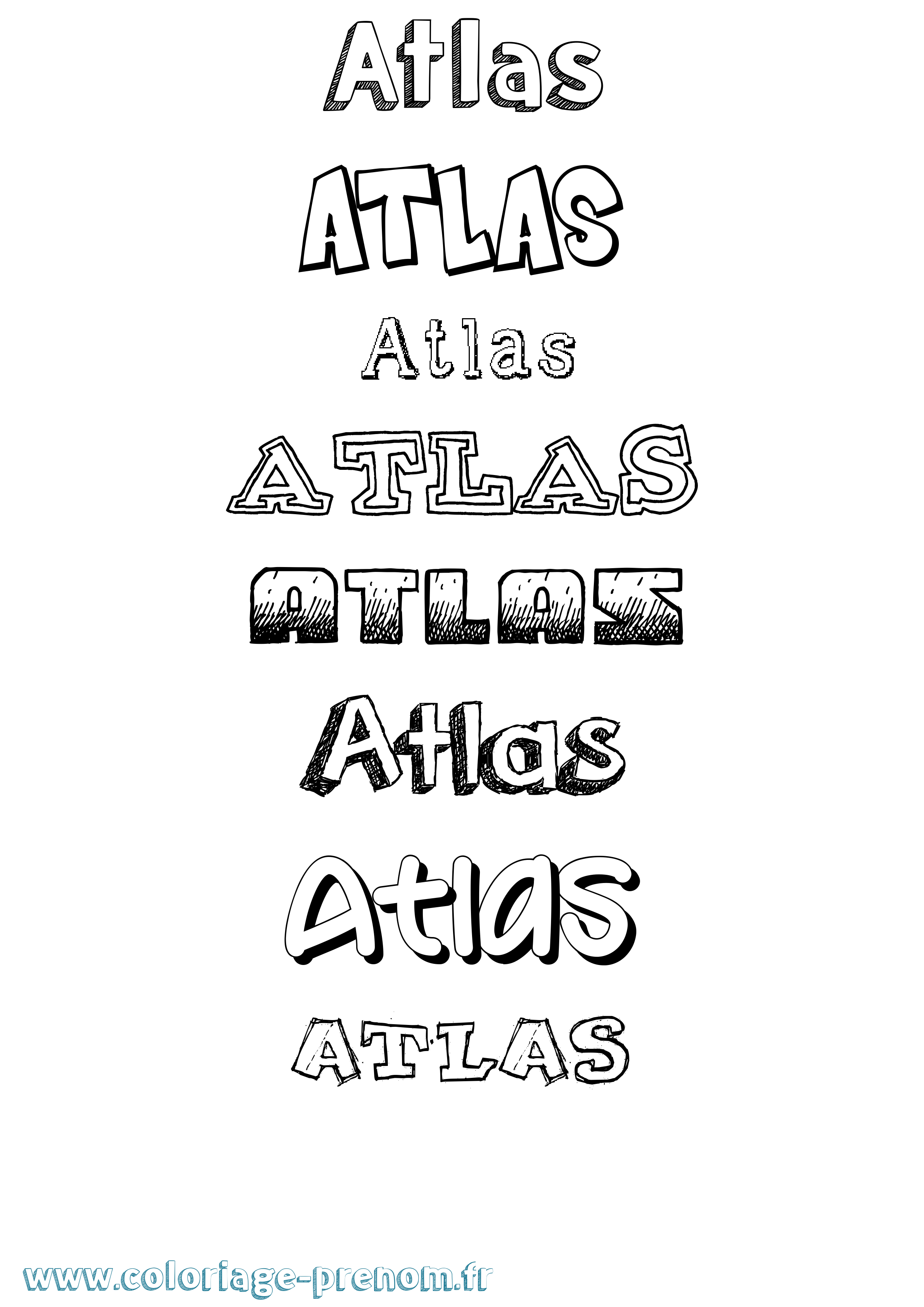 Coloriage prénom Atlas Dessiné