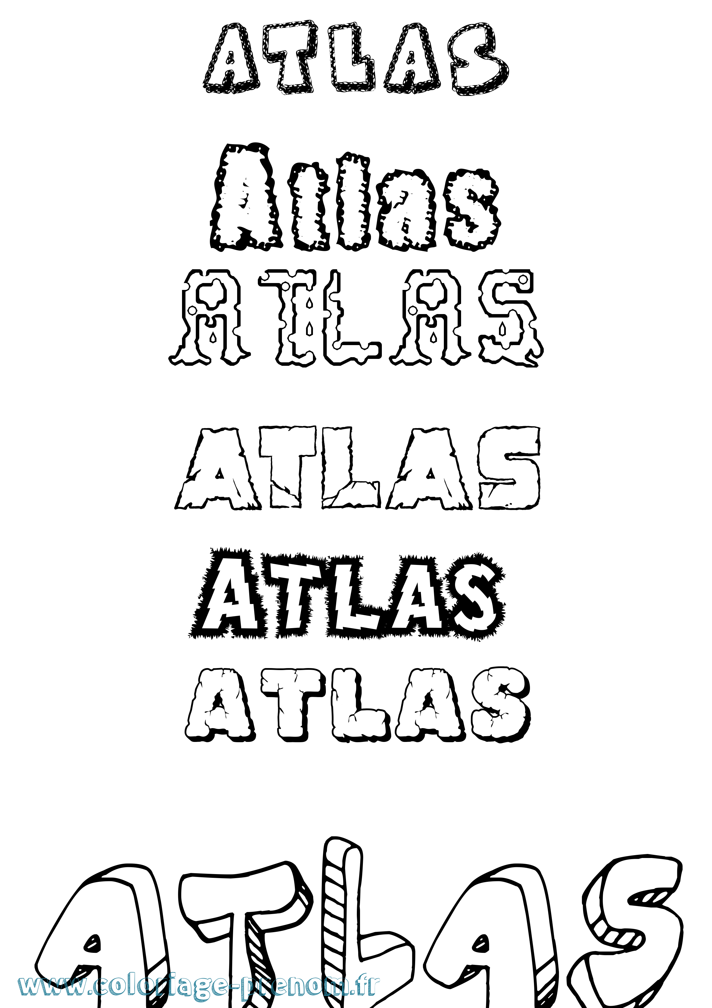 Coloriage prénom Atlas Destructuré