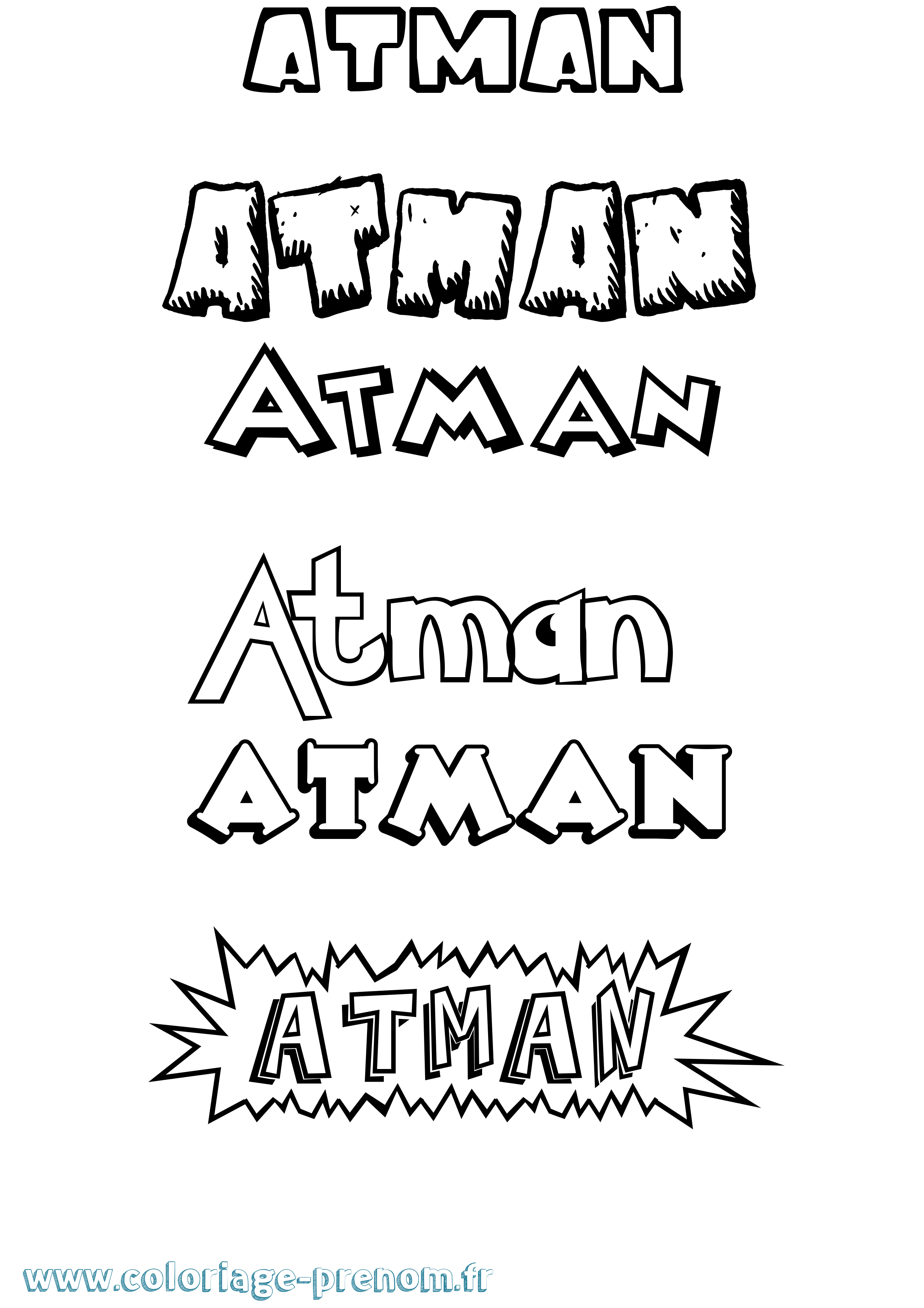 Coloriage prénom Atman Dessin Animé