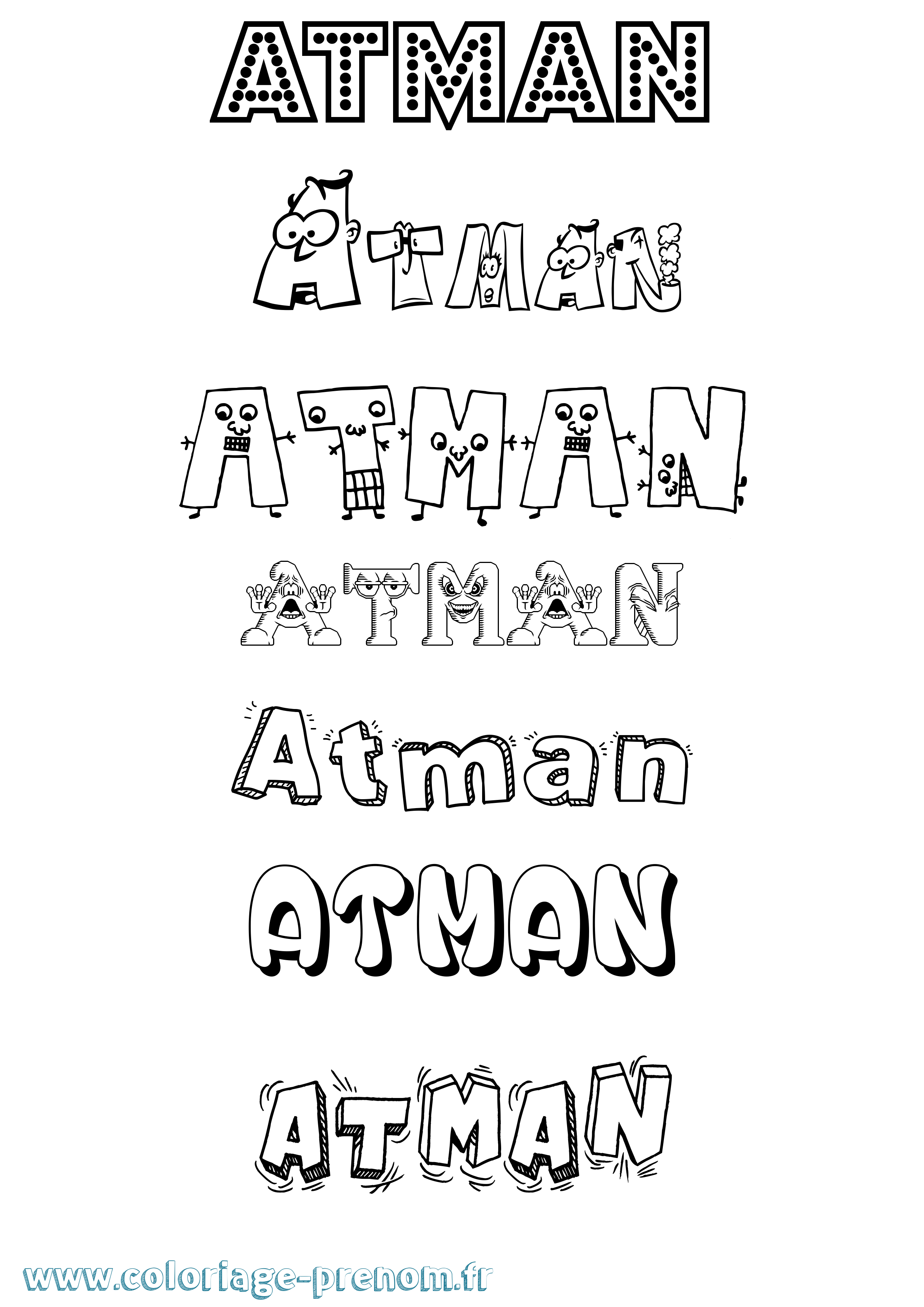 Coloriage prénom Atman Fun