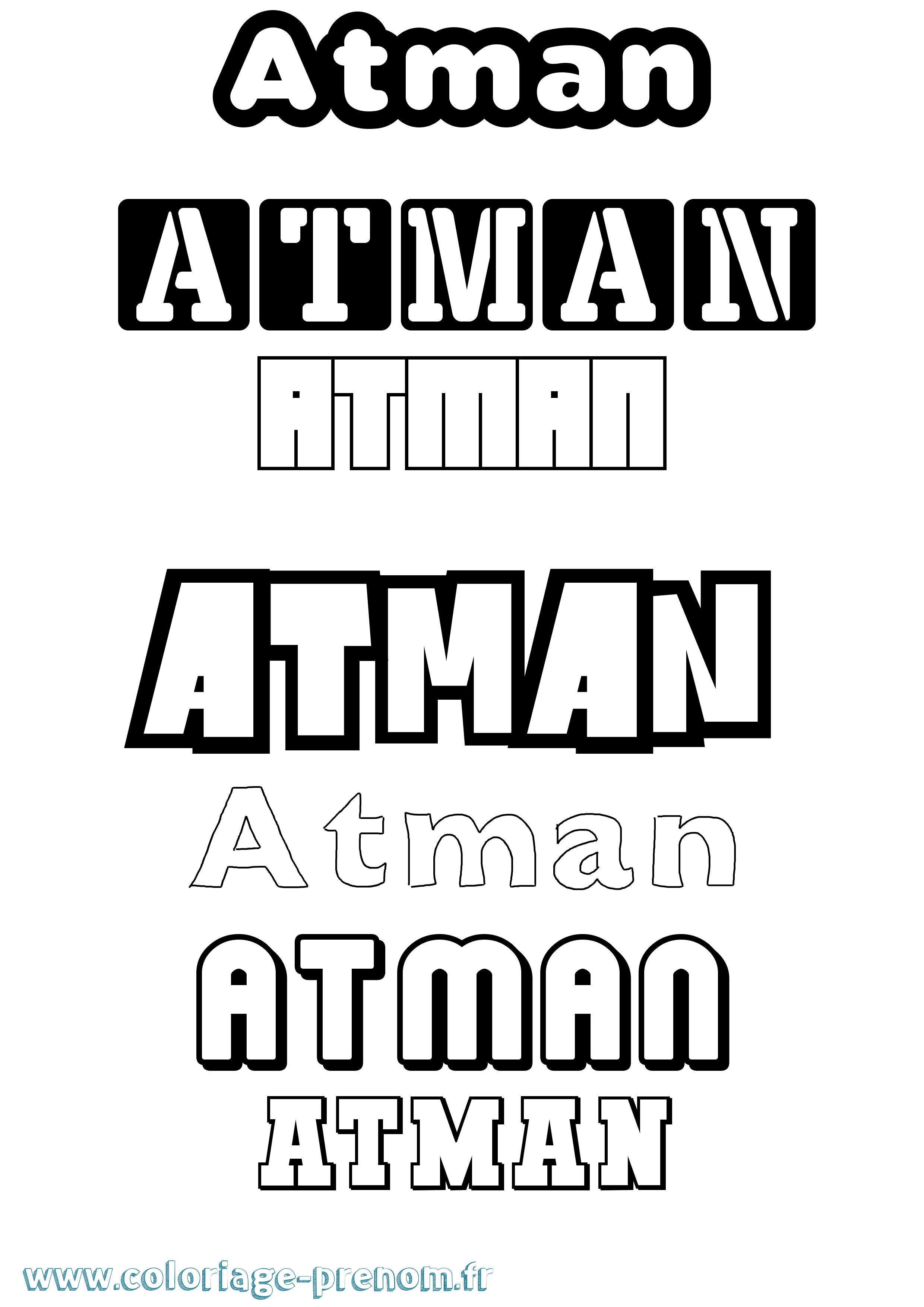 Coloriage prénom Atman Simple