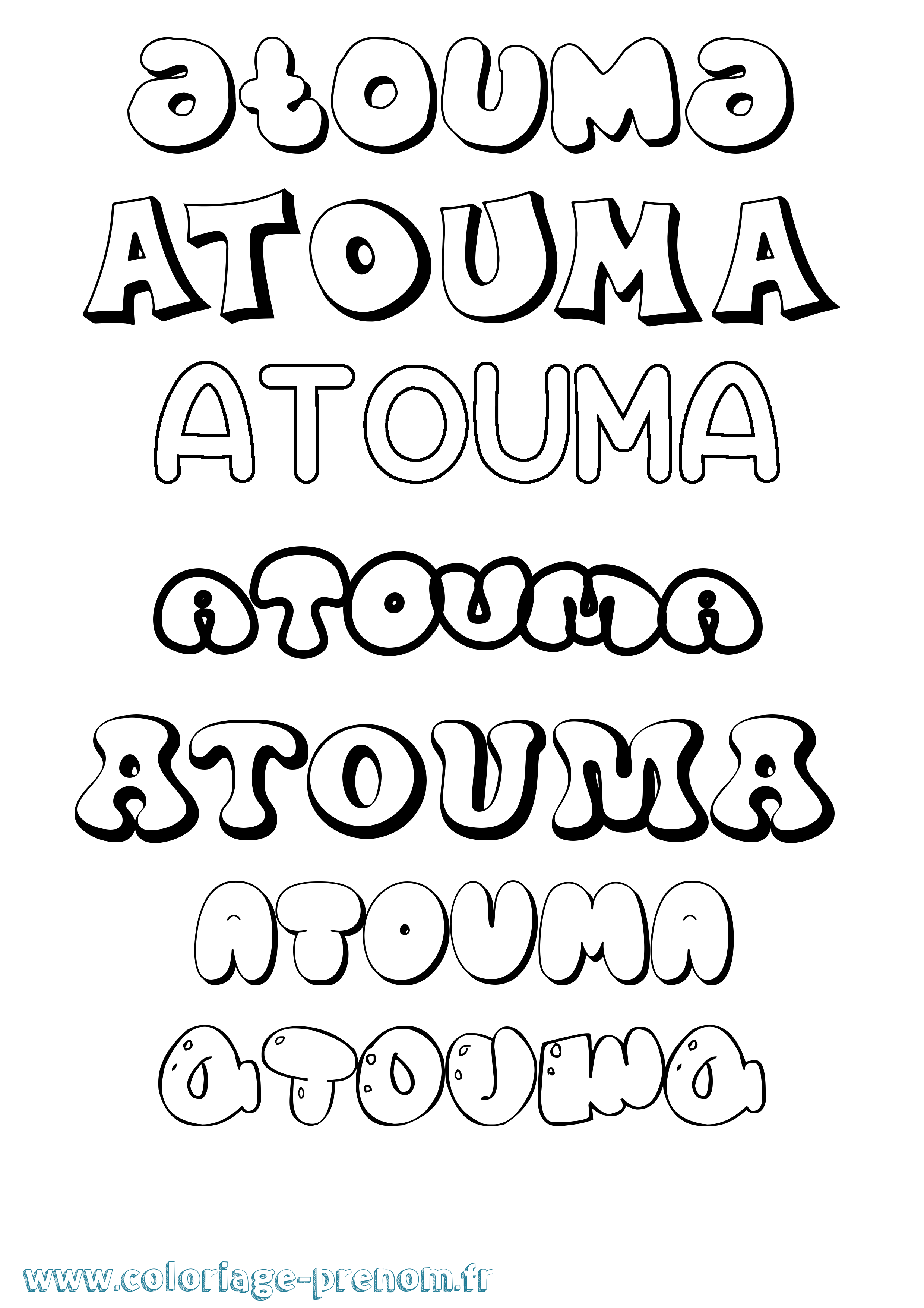 Coloriage prénom Atouma Bubble