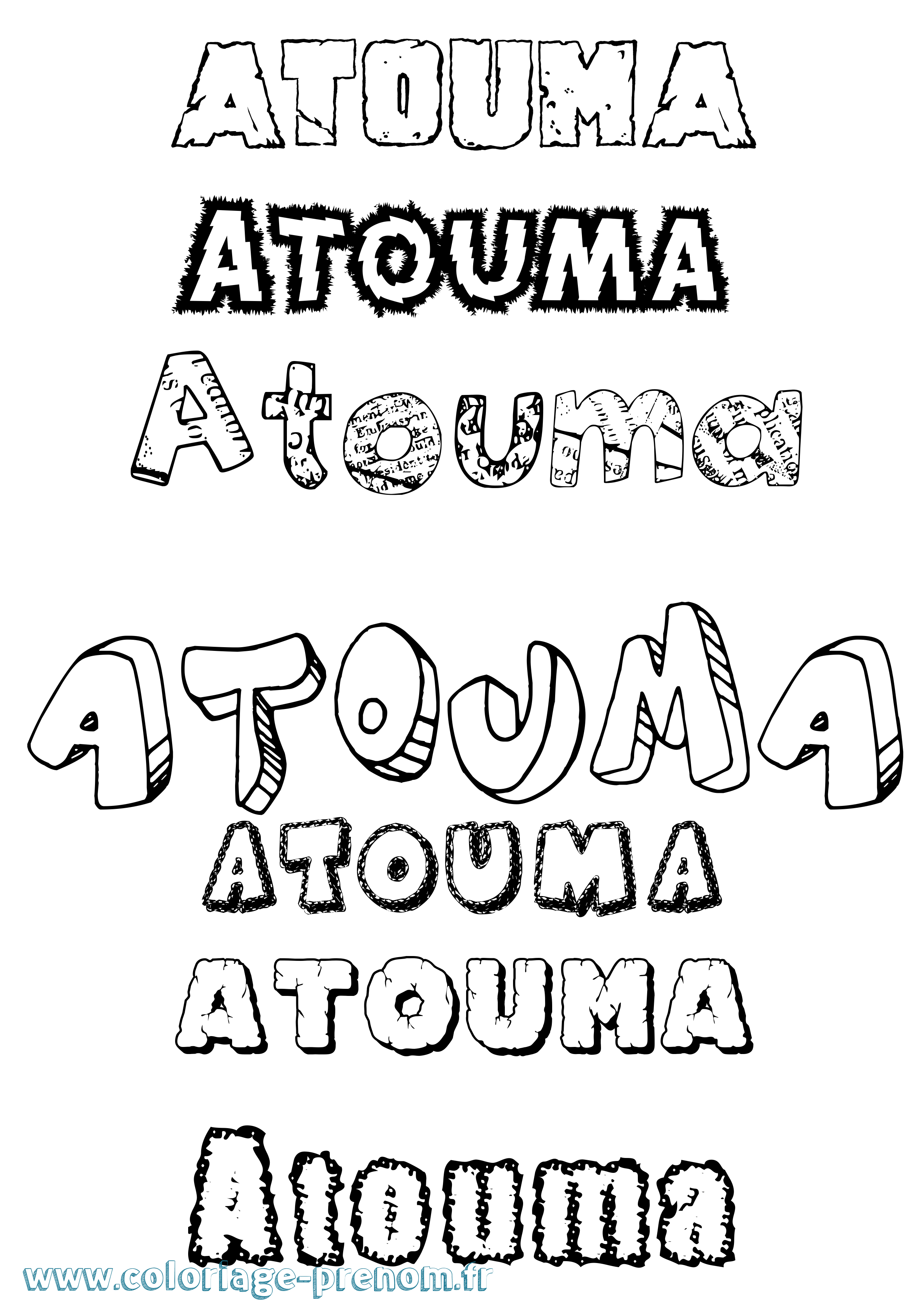 Coloriage prénom Atouma Destructuré