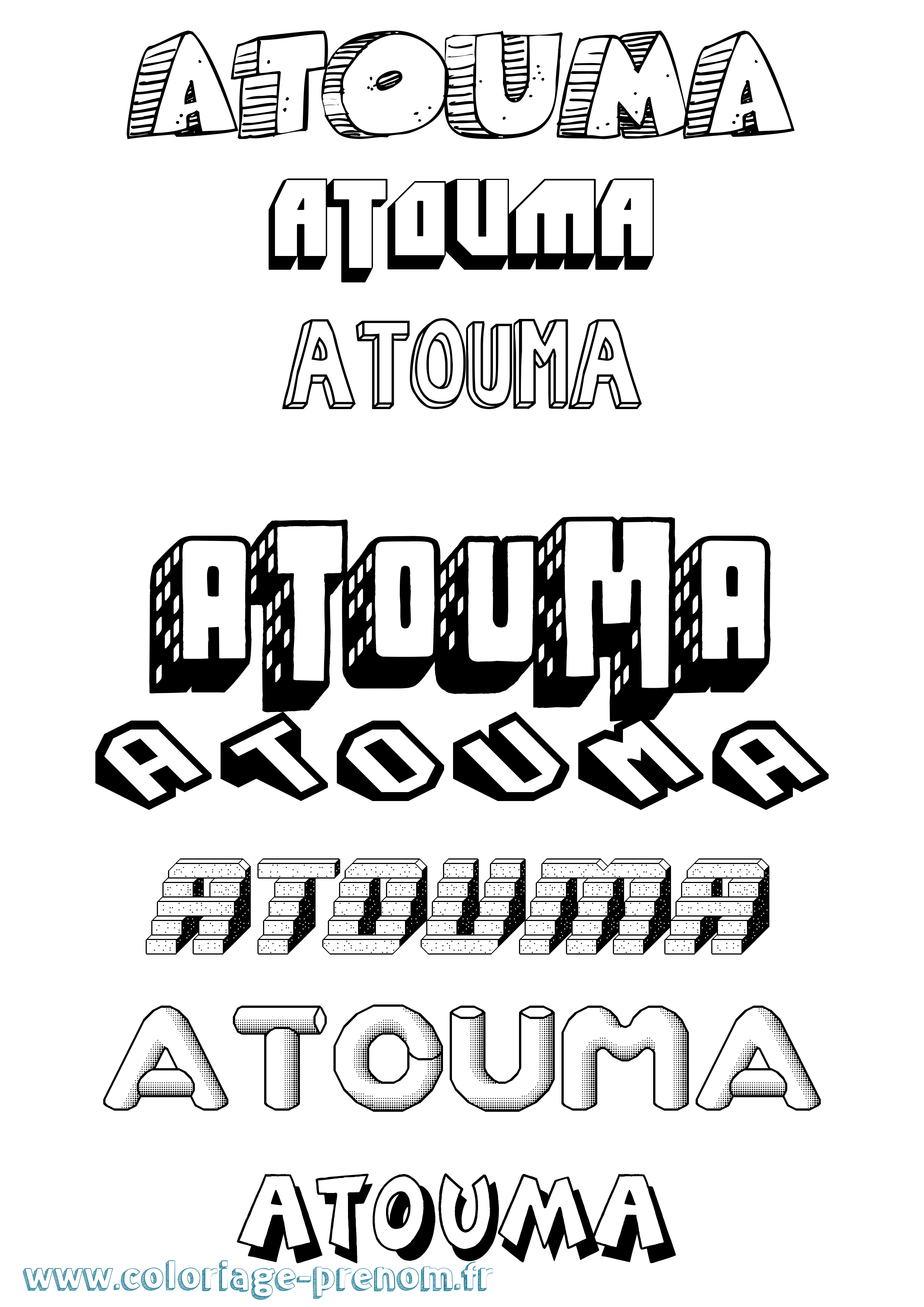 Coloriage prénom Atouma Effet 3D