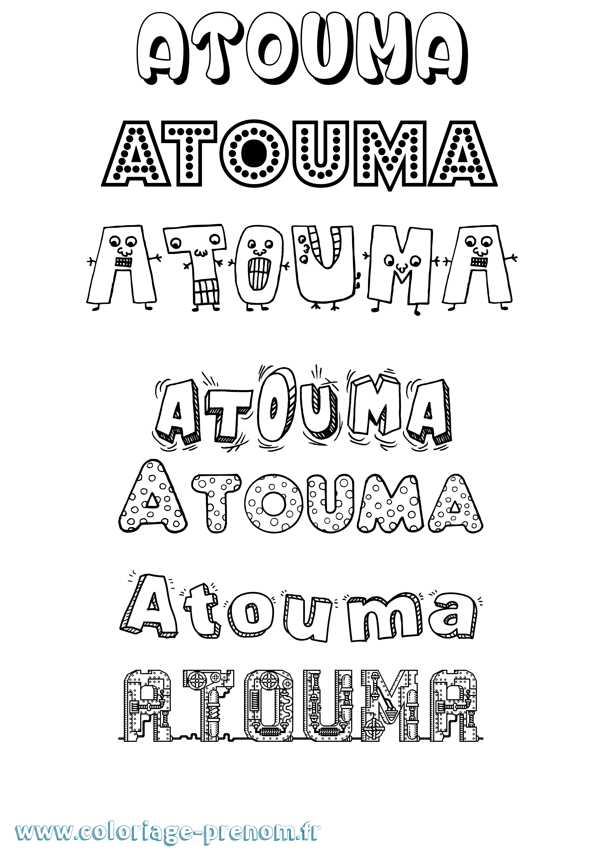 Coloriage prénom Atouma Fun