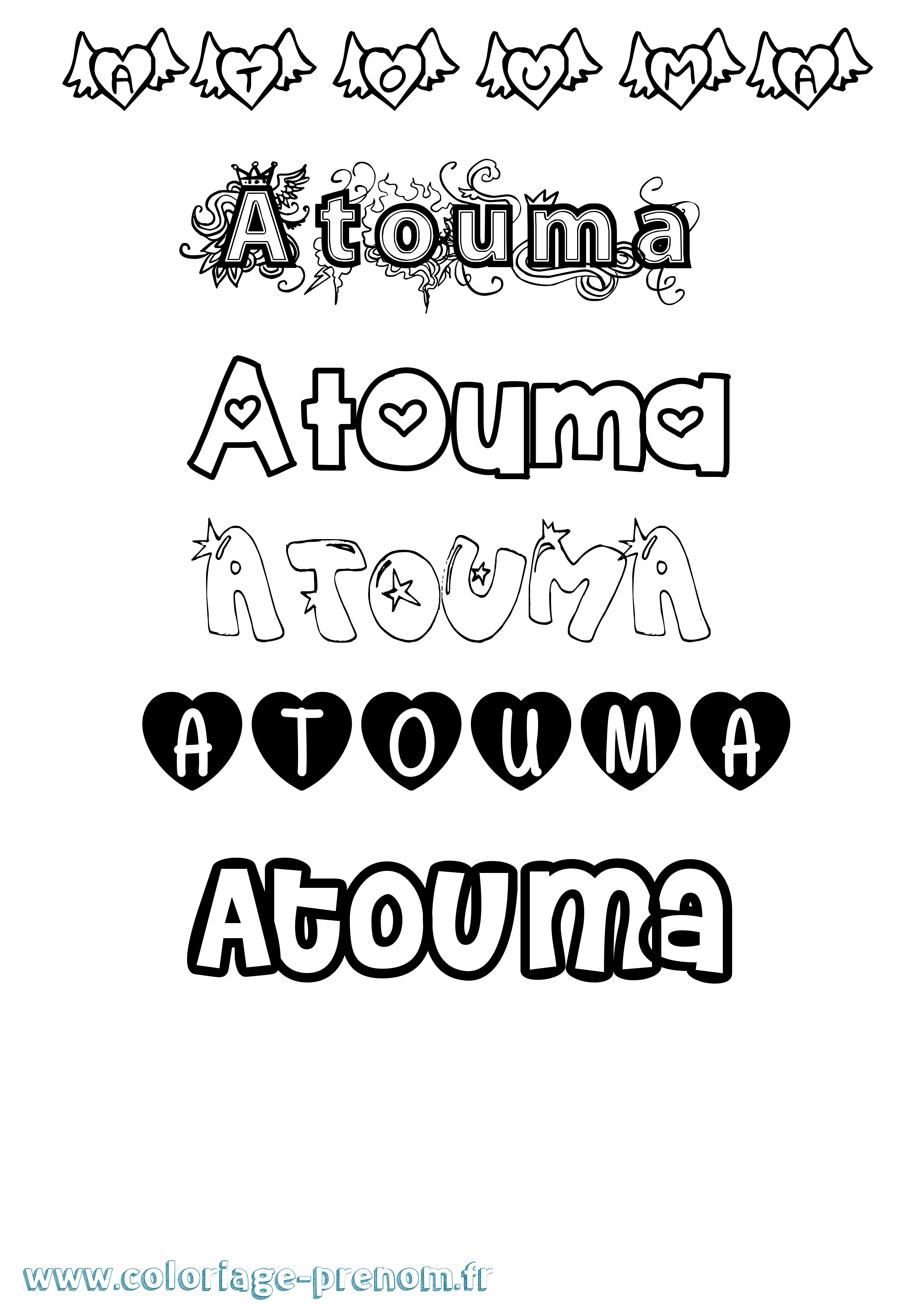Coloriage prénom Atouma Girly
