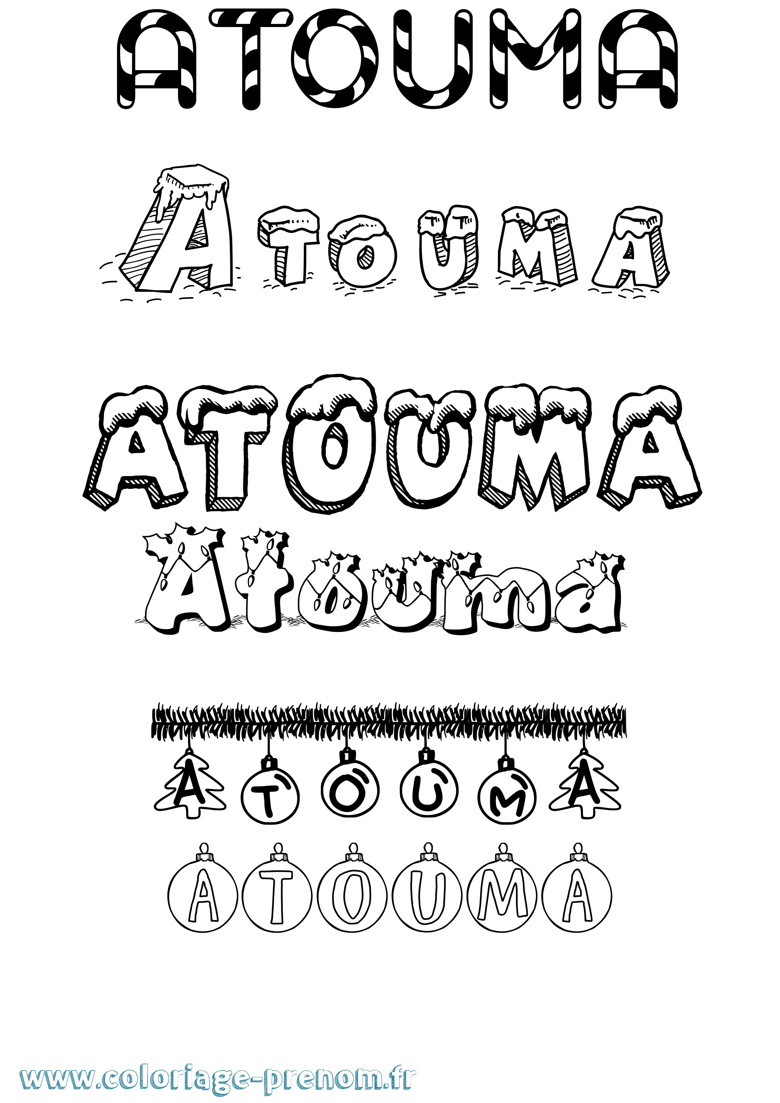 Coloriage prénom Atouma Noël
