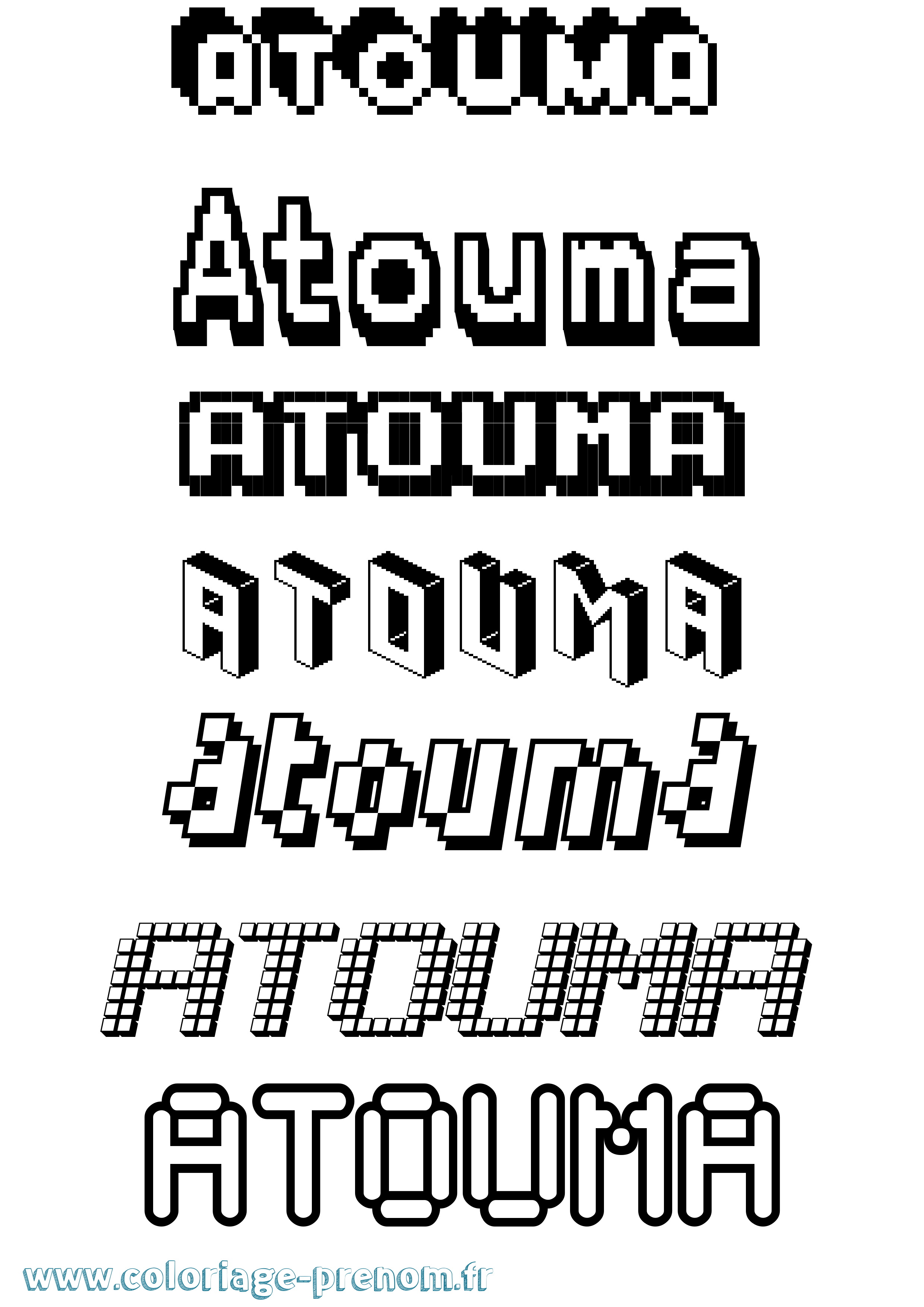 Coloriage prénom Atouma Pixel