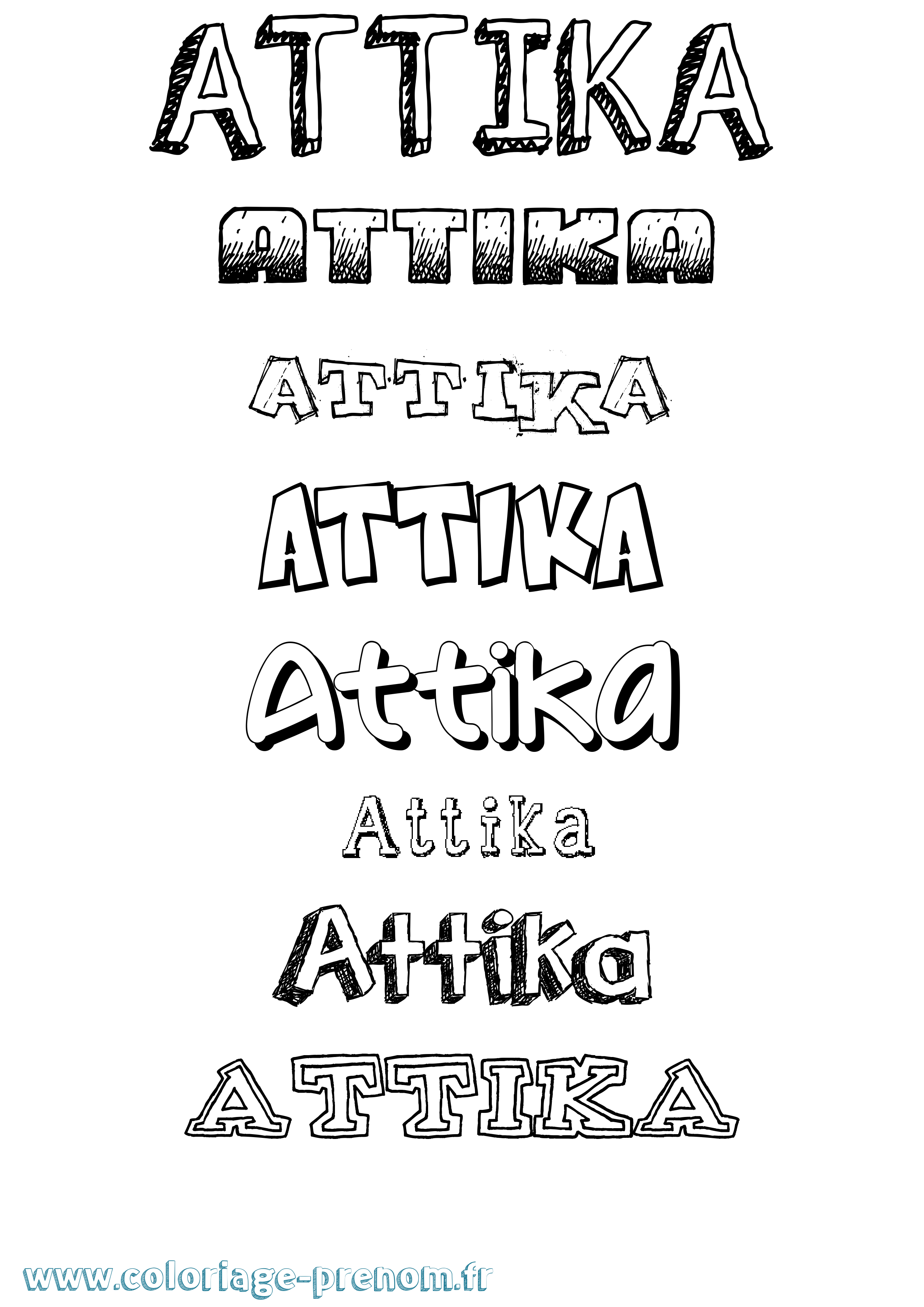 Coloriage prénom Attika Dessiné