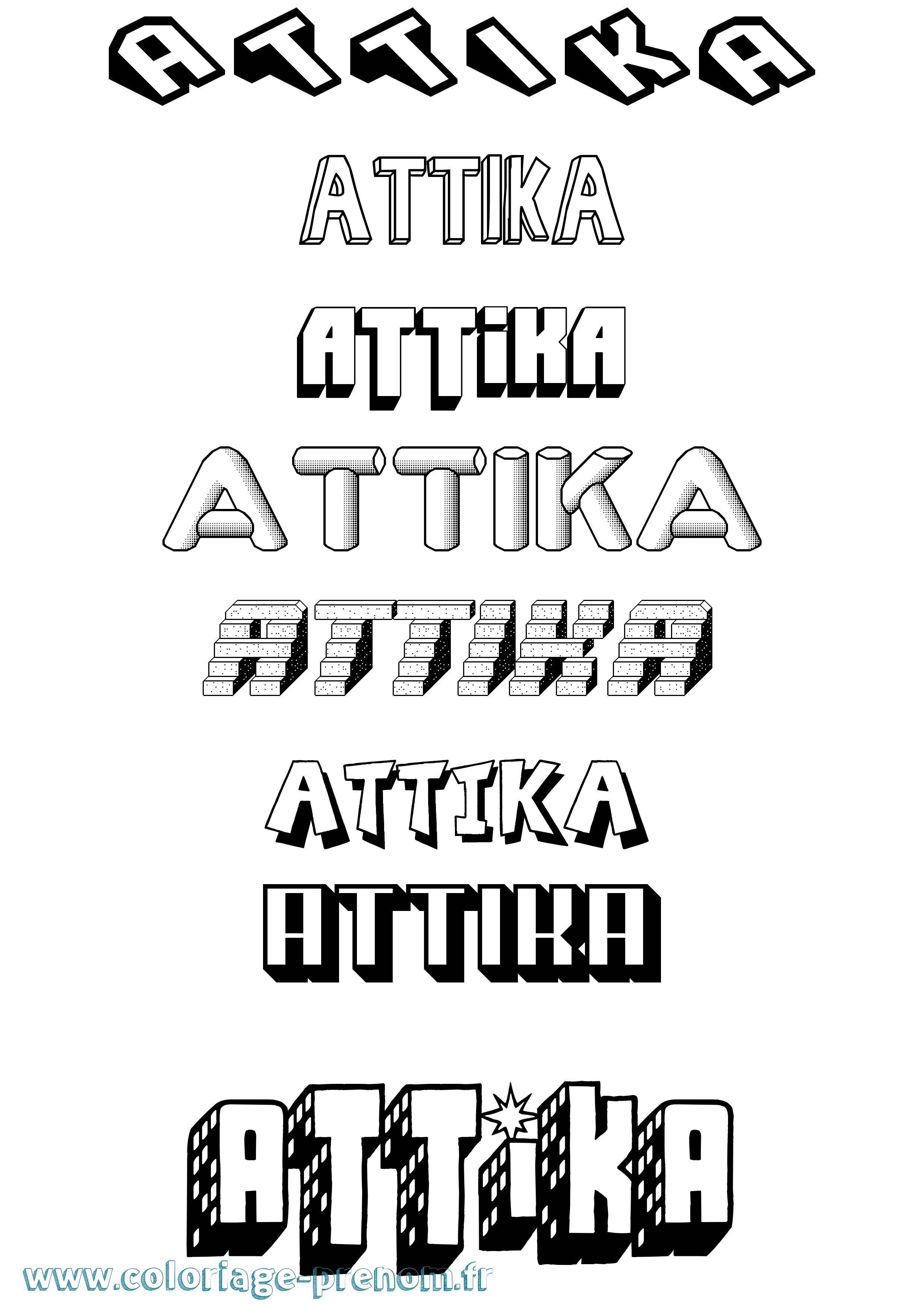Coloriage prénom Attika Effet 3D