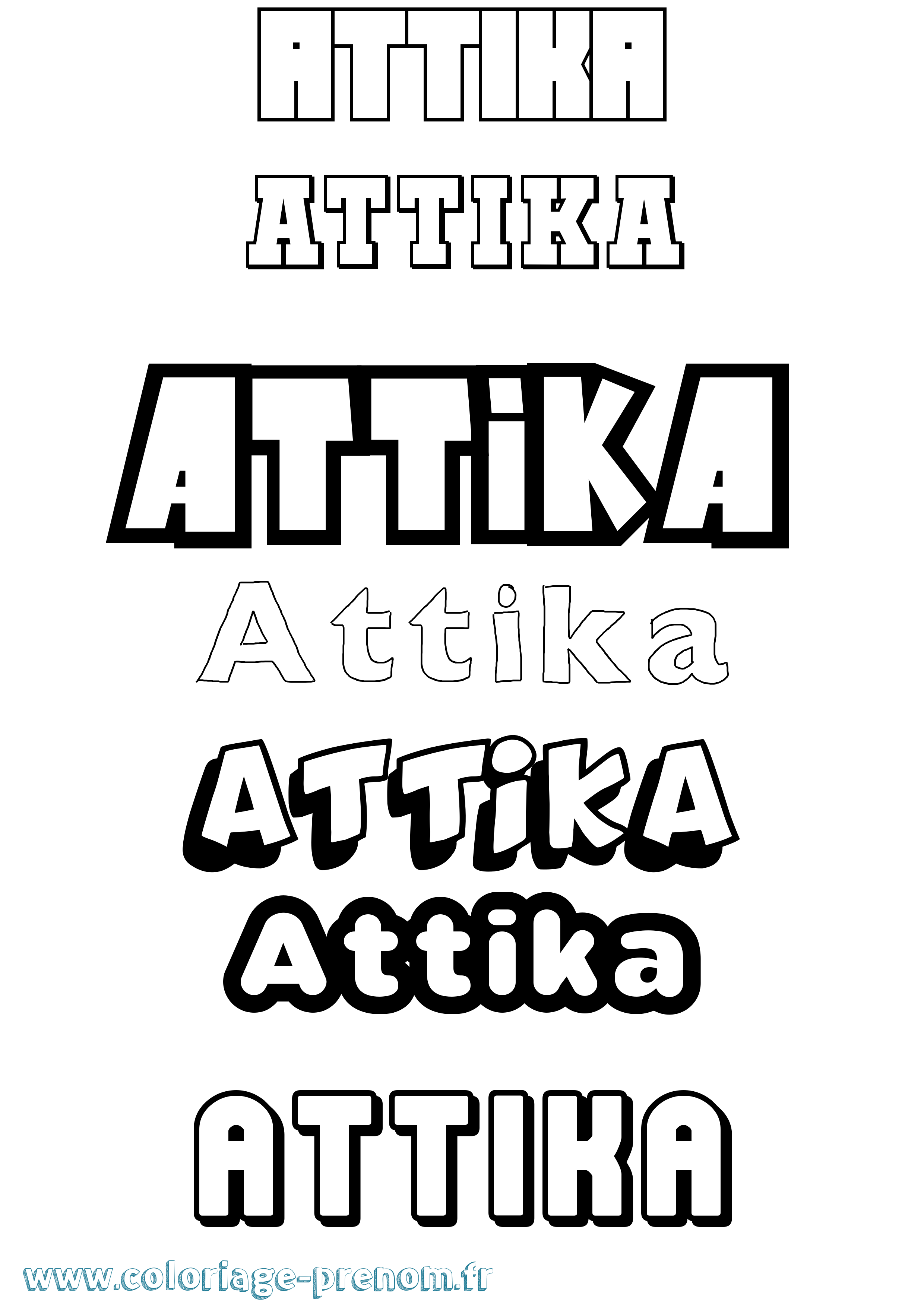 Coloriage prénom Attika Simple
