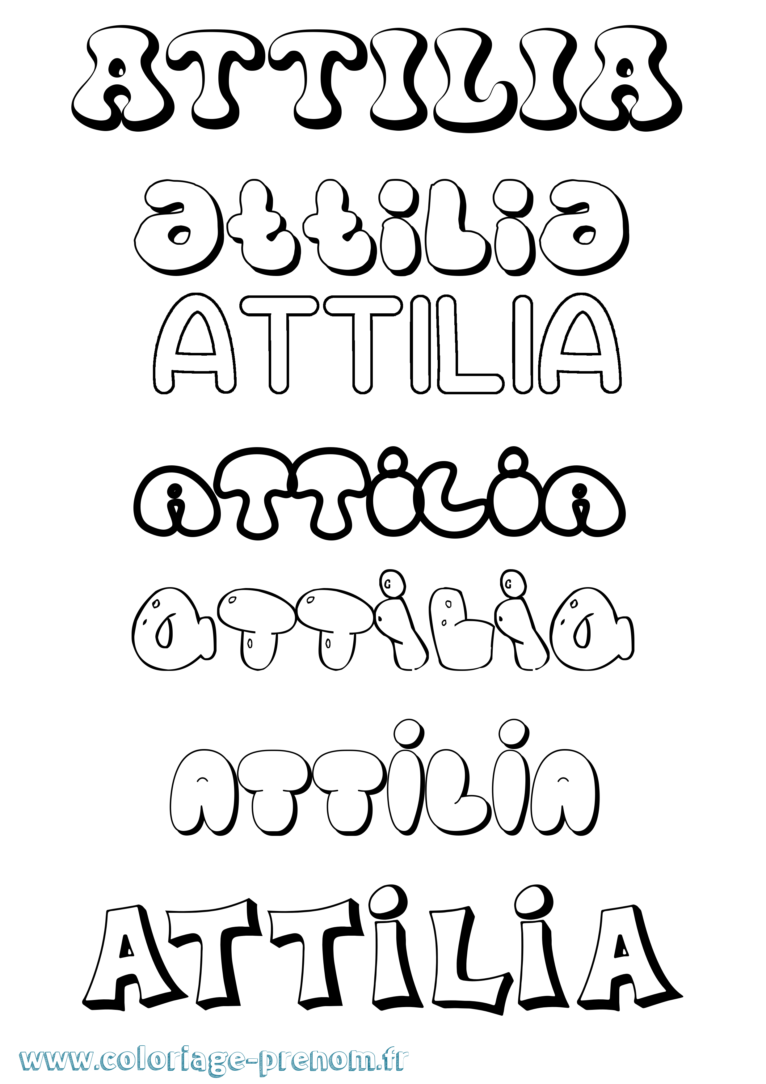 Coloriage Attilia Bubble Coloriage prénom Attilia Bubble