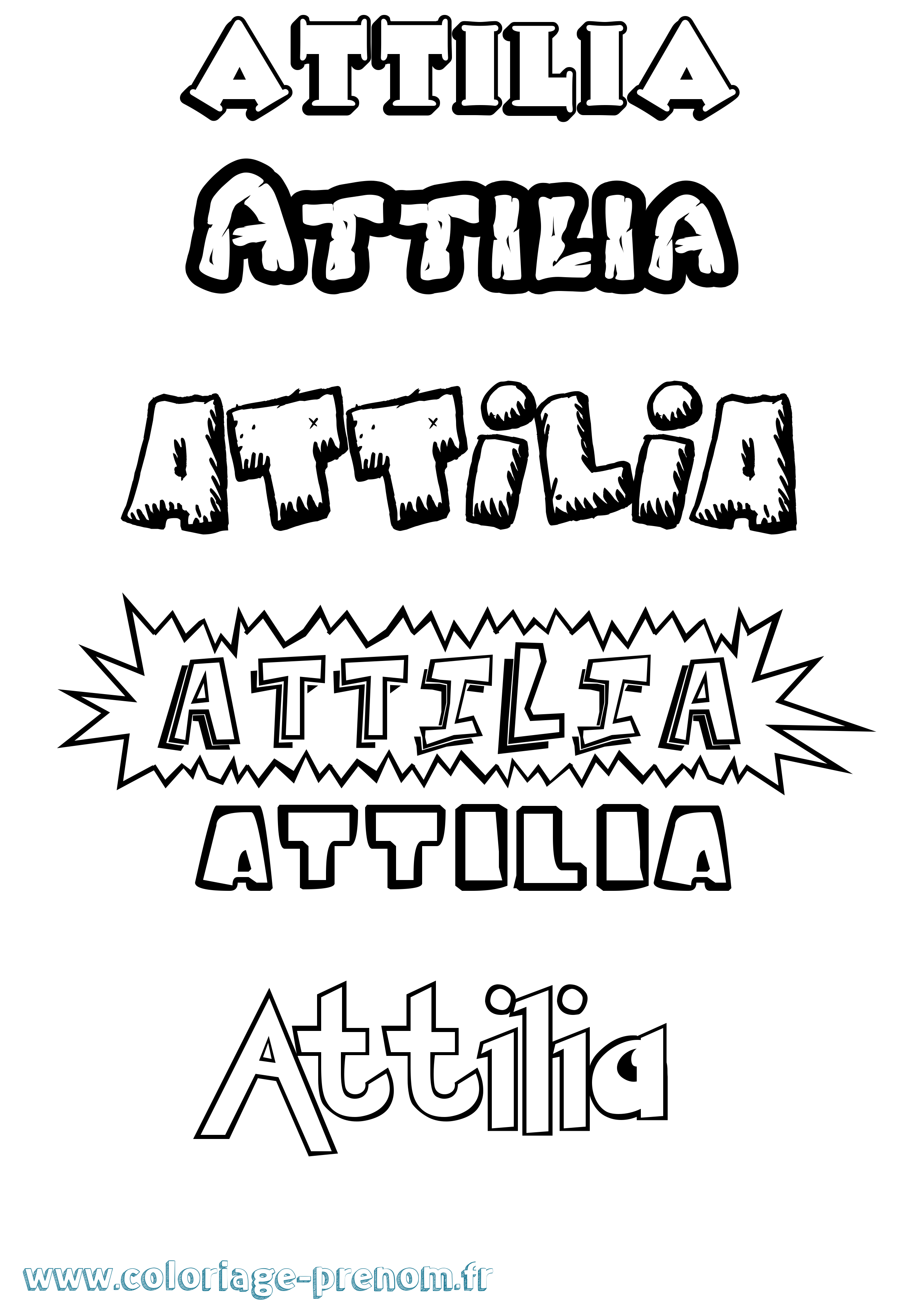 Coloriage Attilia Dessin Animé Coloriage prénom Attilia Dessin Animé