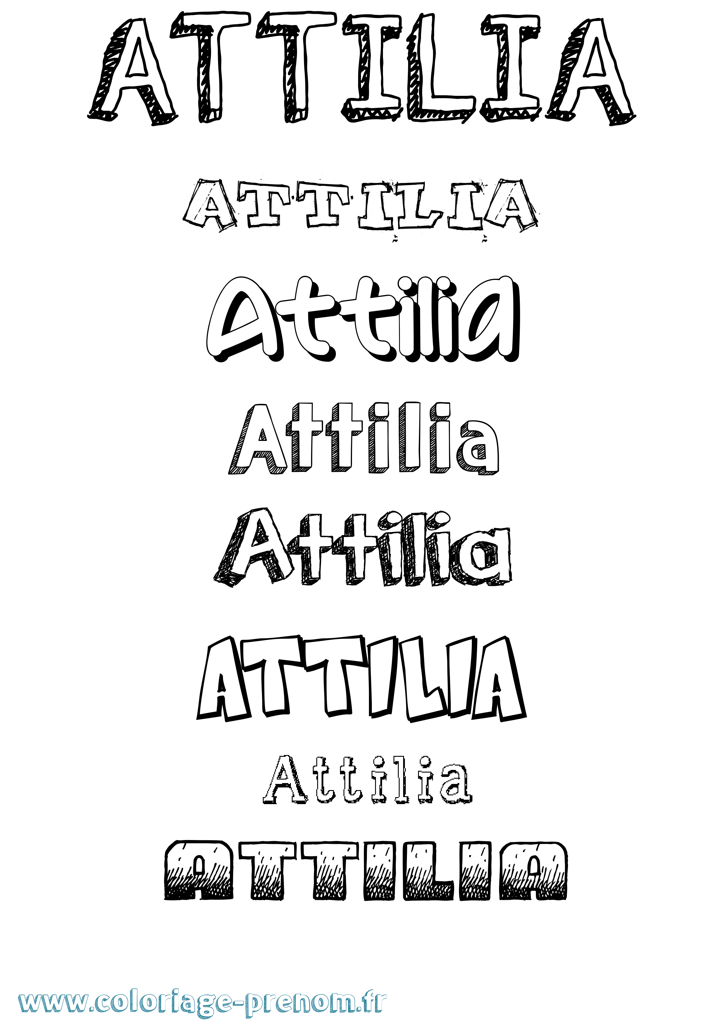 Coloriage prénom Attilia Dessiné