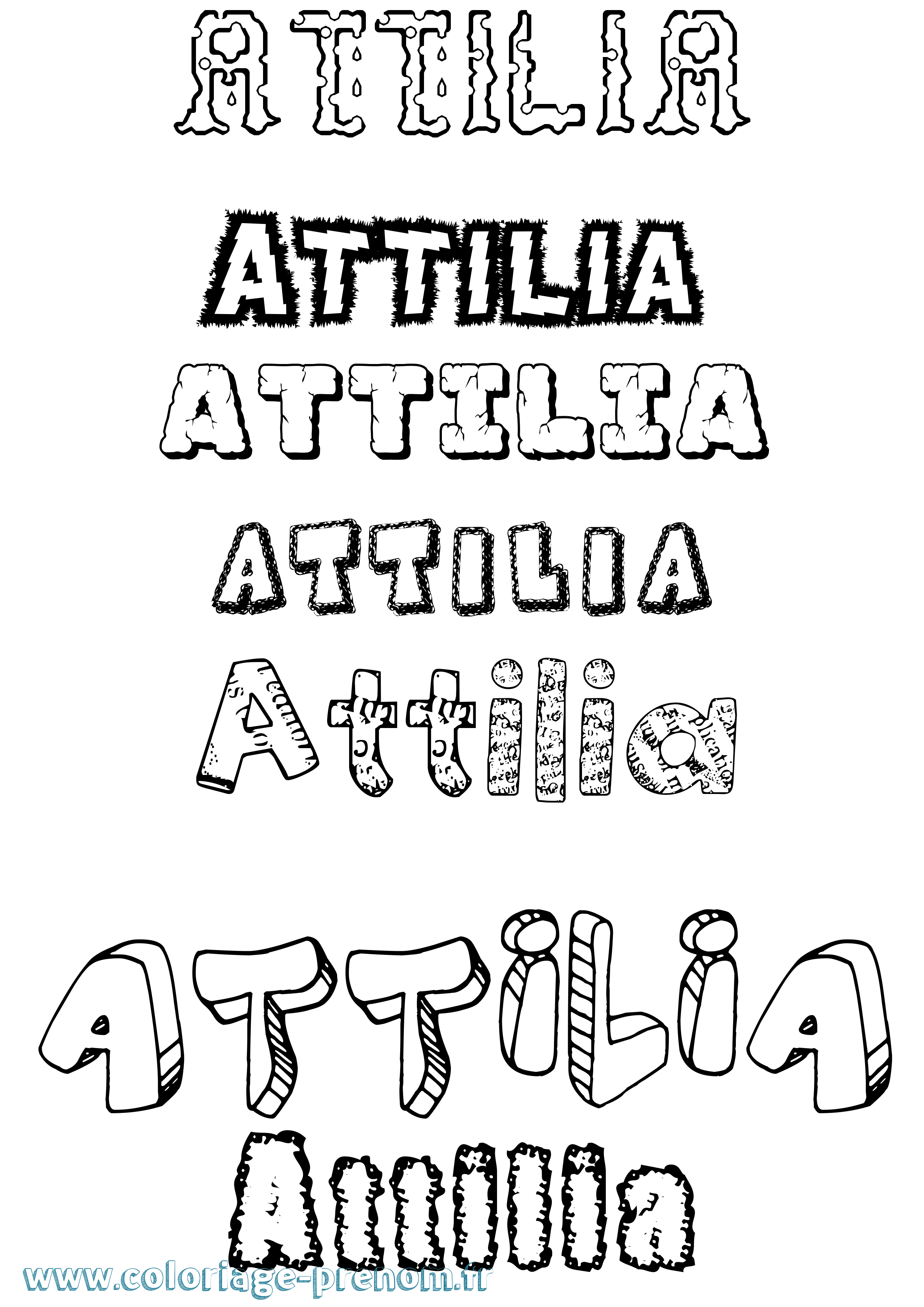Coloriage prénom Attilia Destructuré