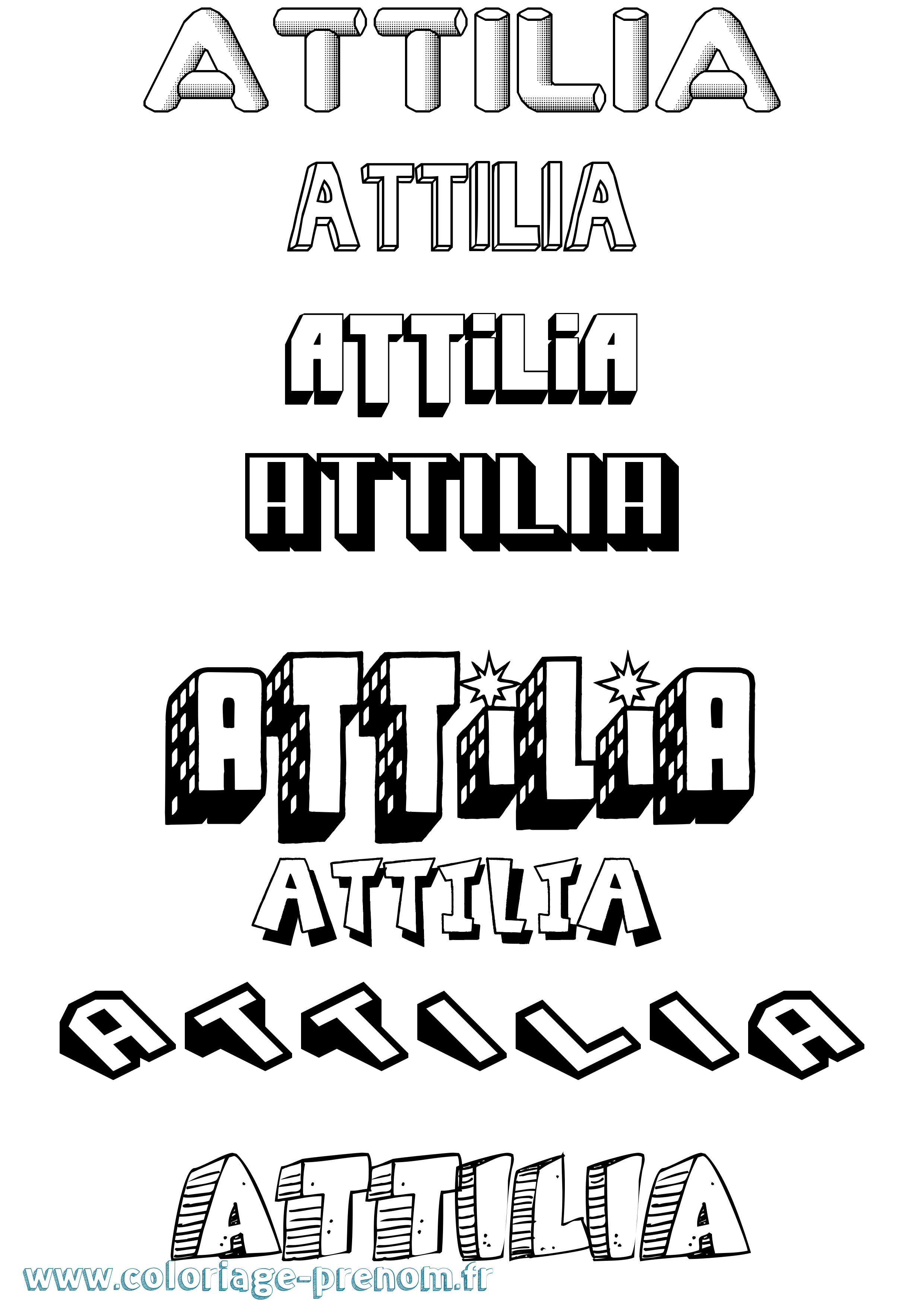 Coloriage prénom Attilia Effet 3D