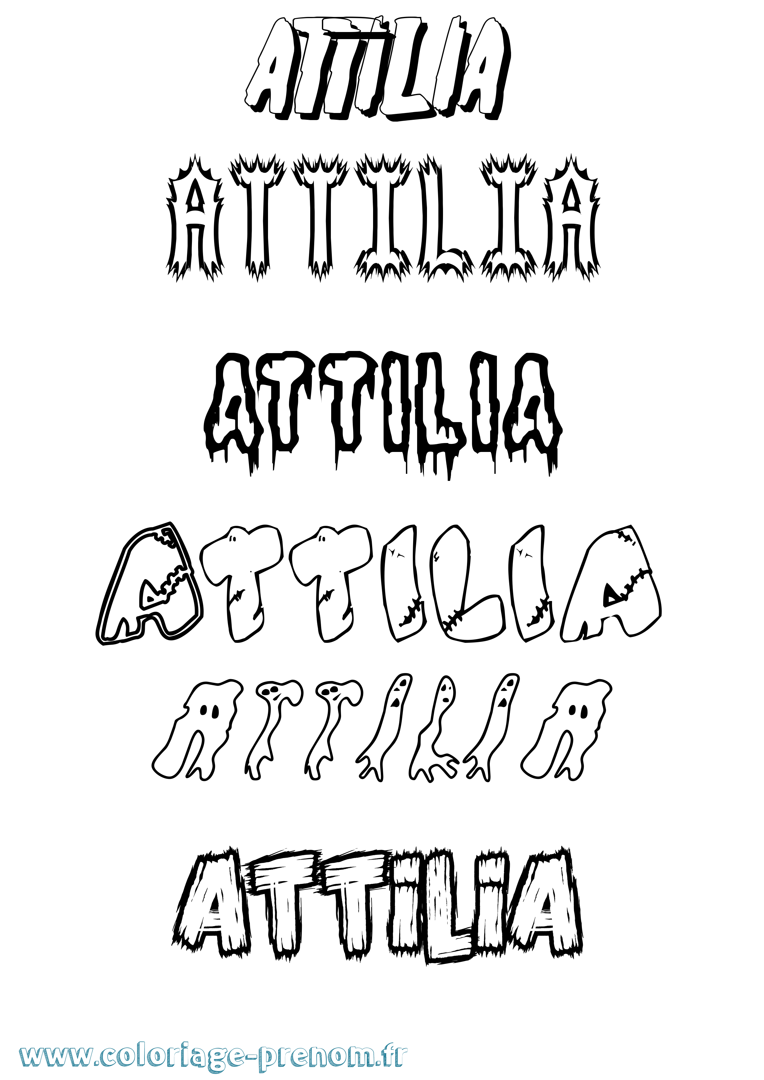 Coloriage Attilia Frisson Coloriage prénom Attilia Frisson