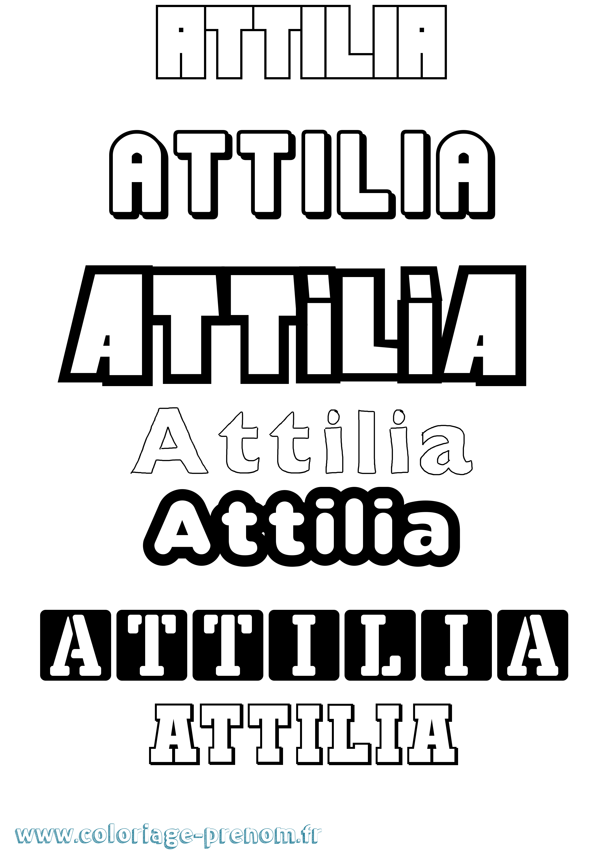 Coloriage prénom Attilia Simple