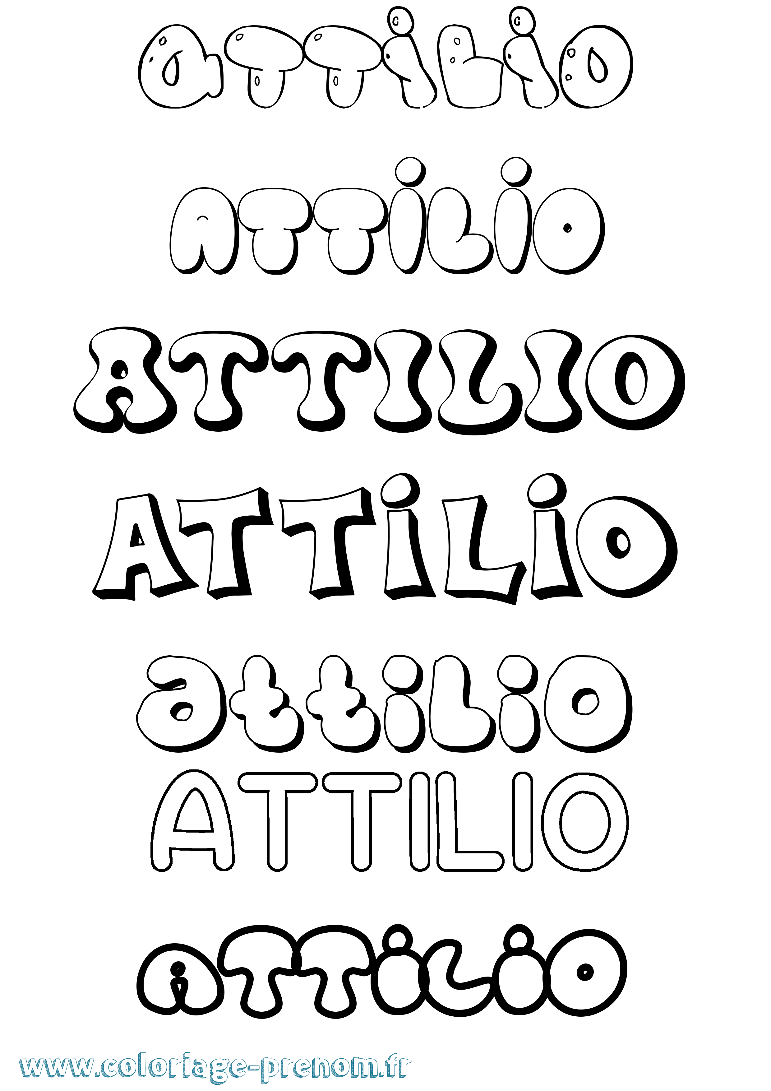 Coloriage prénom Attilio Bubble