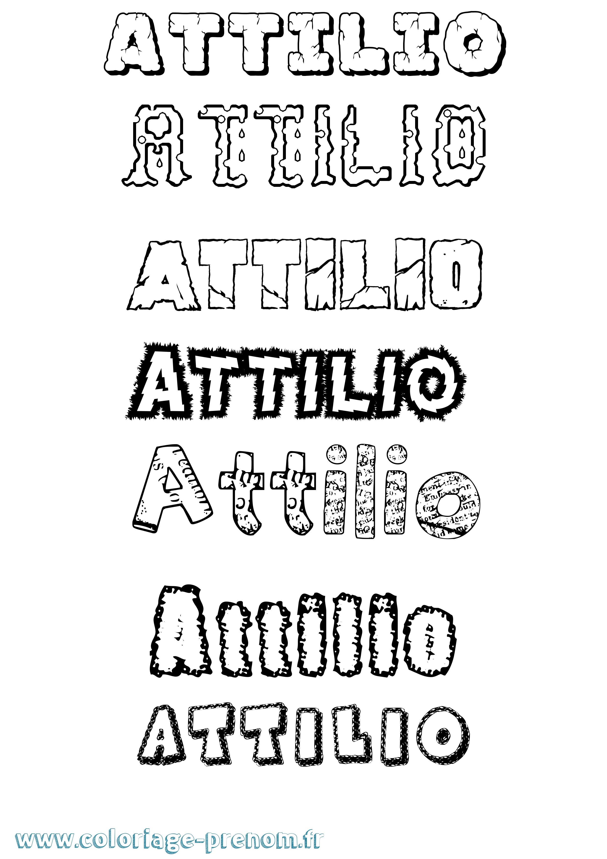 Coloriage prénom Attilio Destructuré